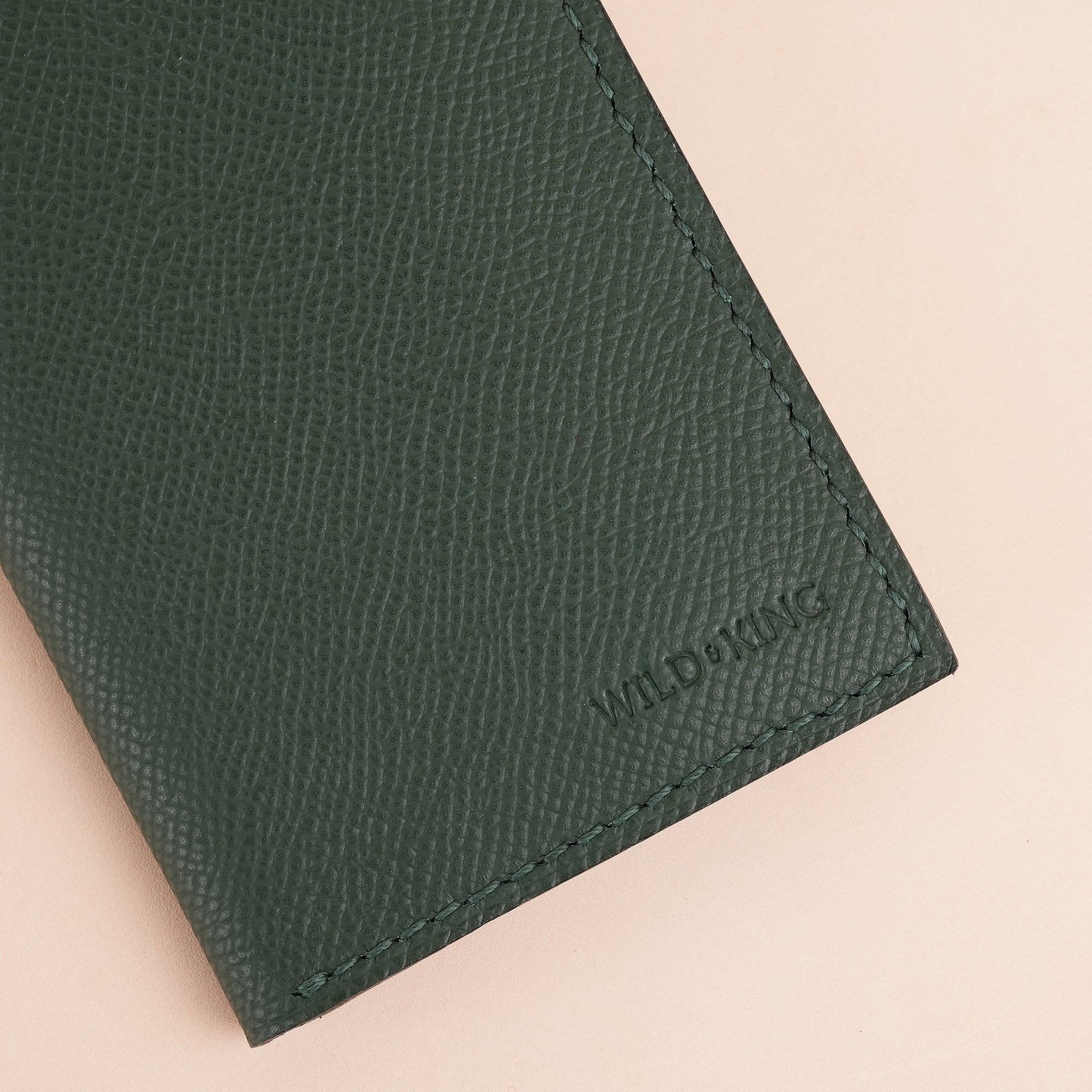 Minimalist Green Epsom Leather Bifold Wallet