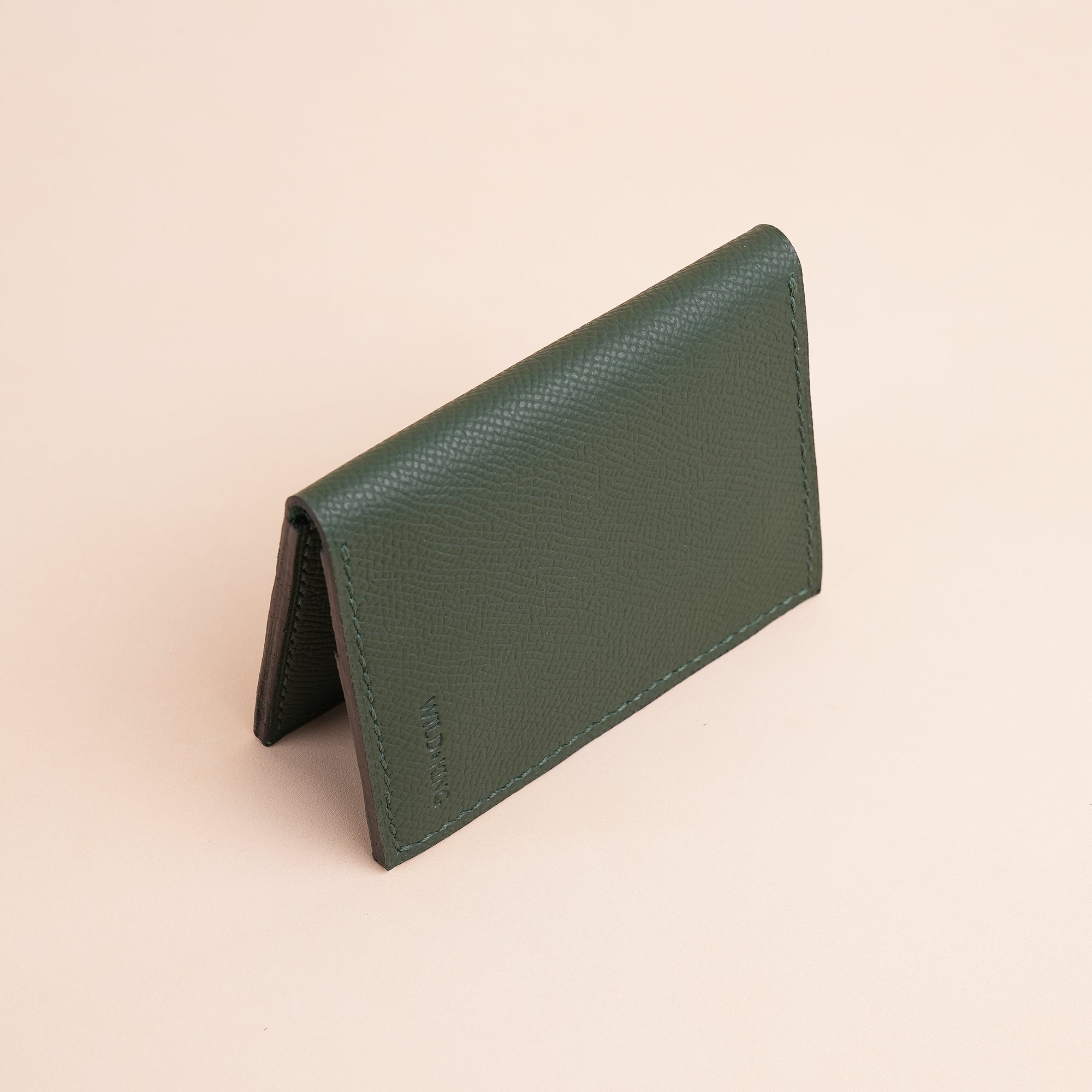 Minimalist Green Epsom Leather Bifold Wallet