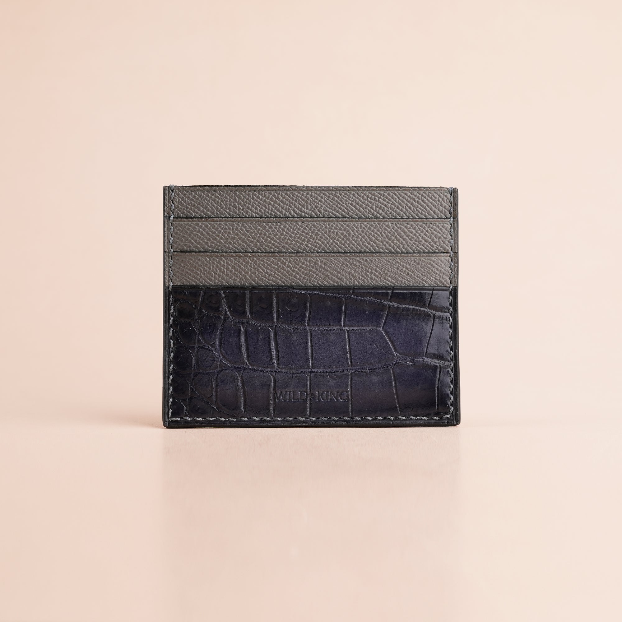 Gray Alligator Leather Card Holder - Patina Finish