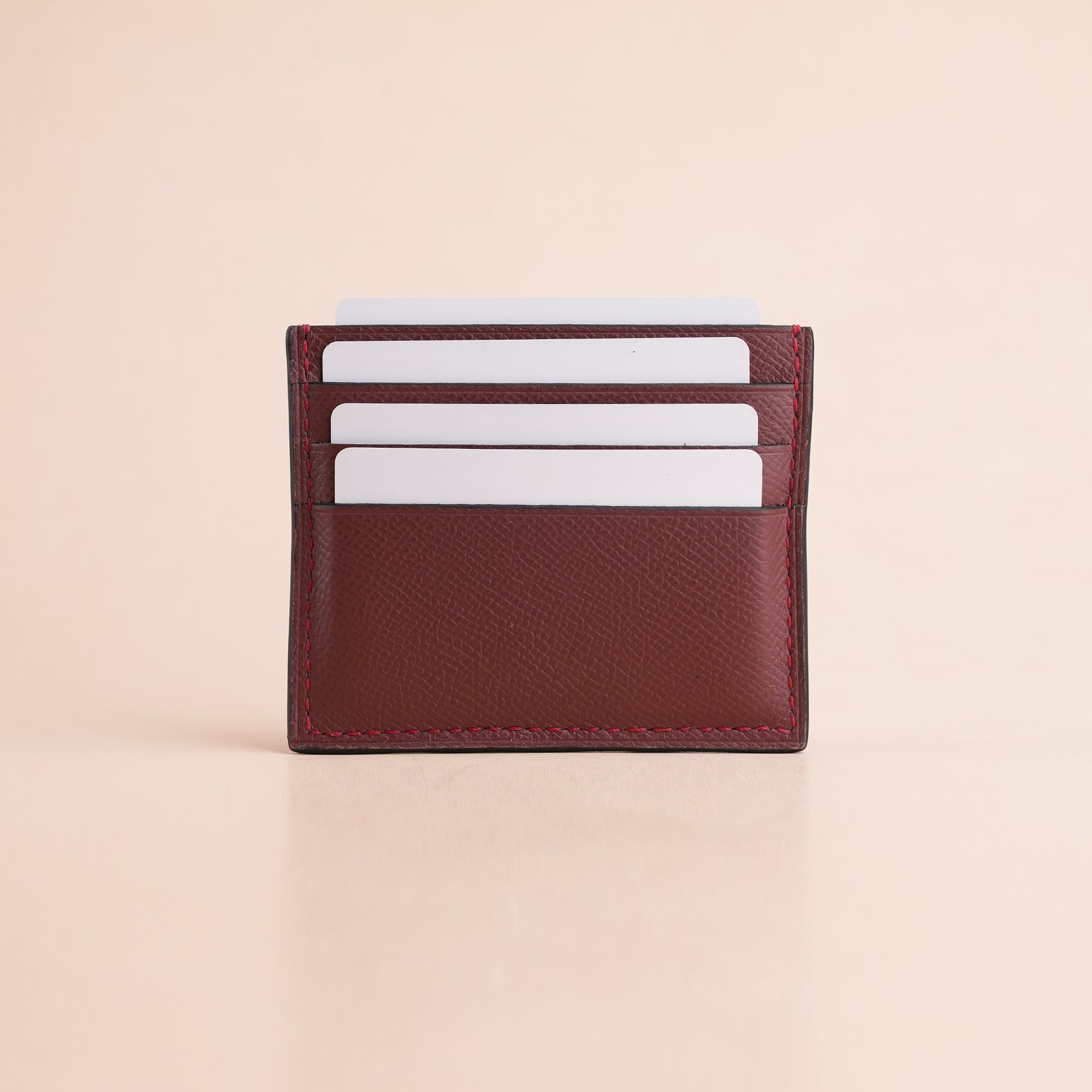Burgundy Alligator Leather Card Holder - Patina Finish