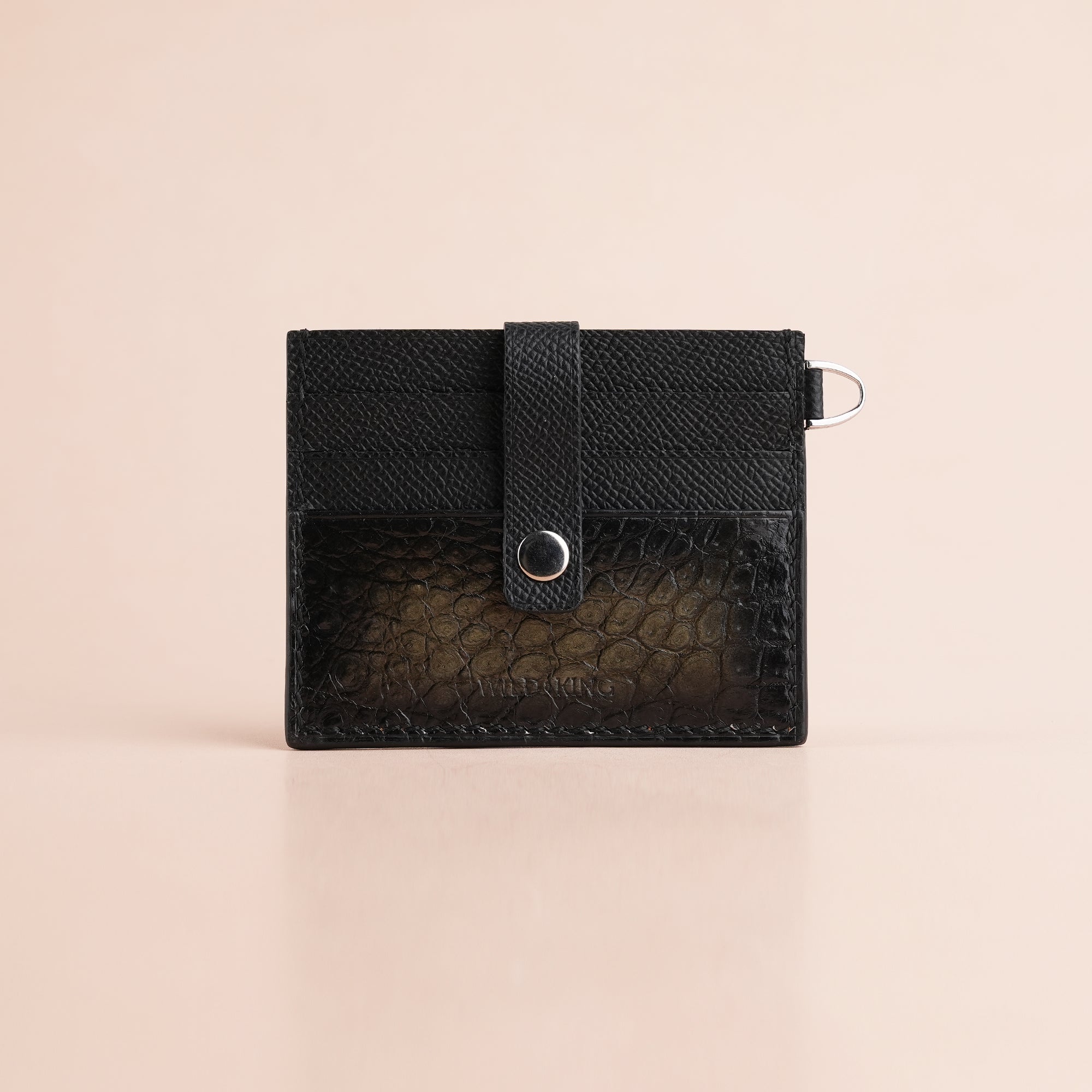 Muschio Alligator Leather ID Card Holder With Stud Button - Patina Finish