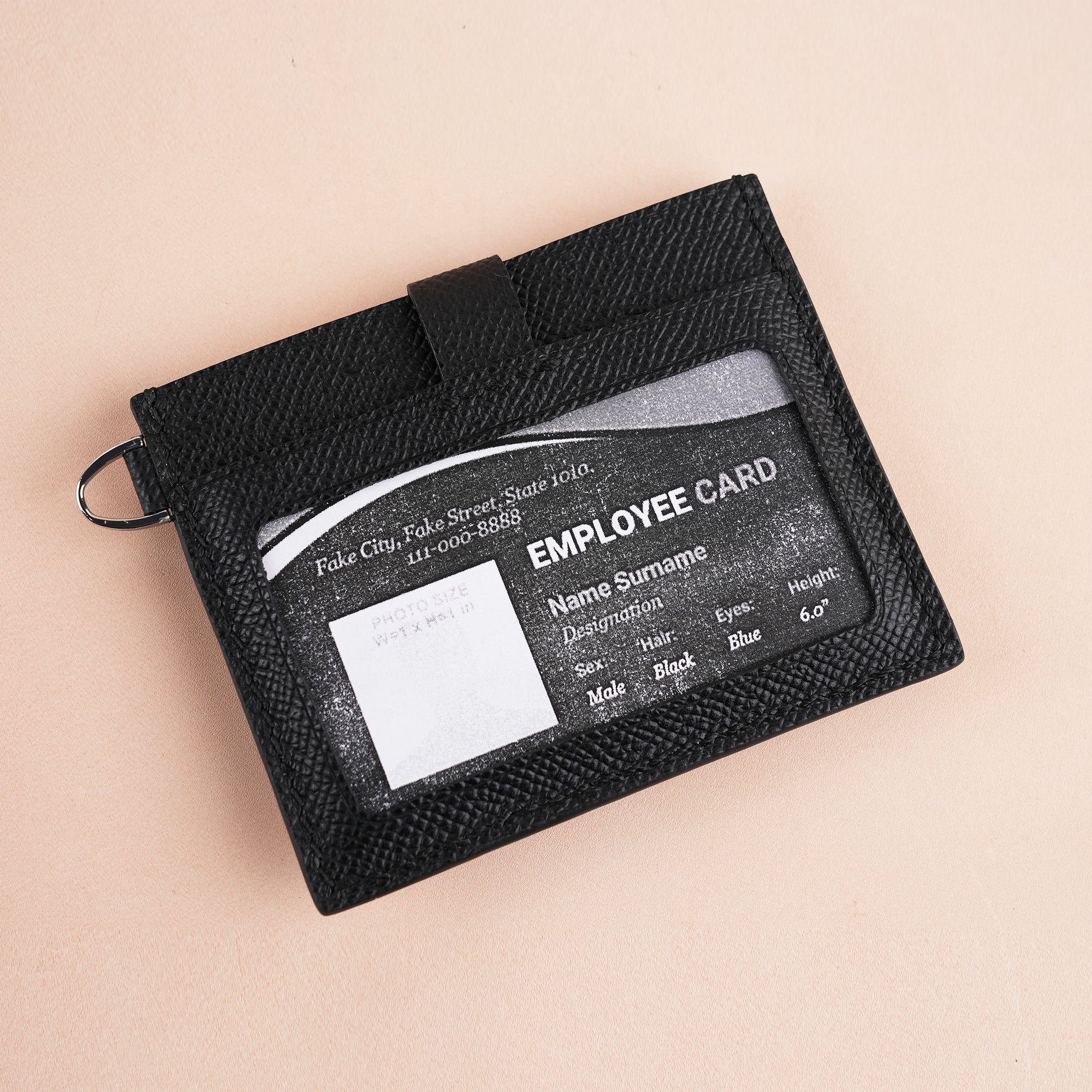 Muschio Alligator Leather ID Card Holder With Stud Button - Patina Finish