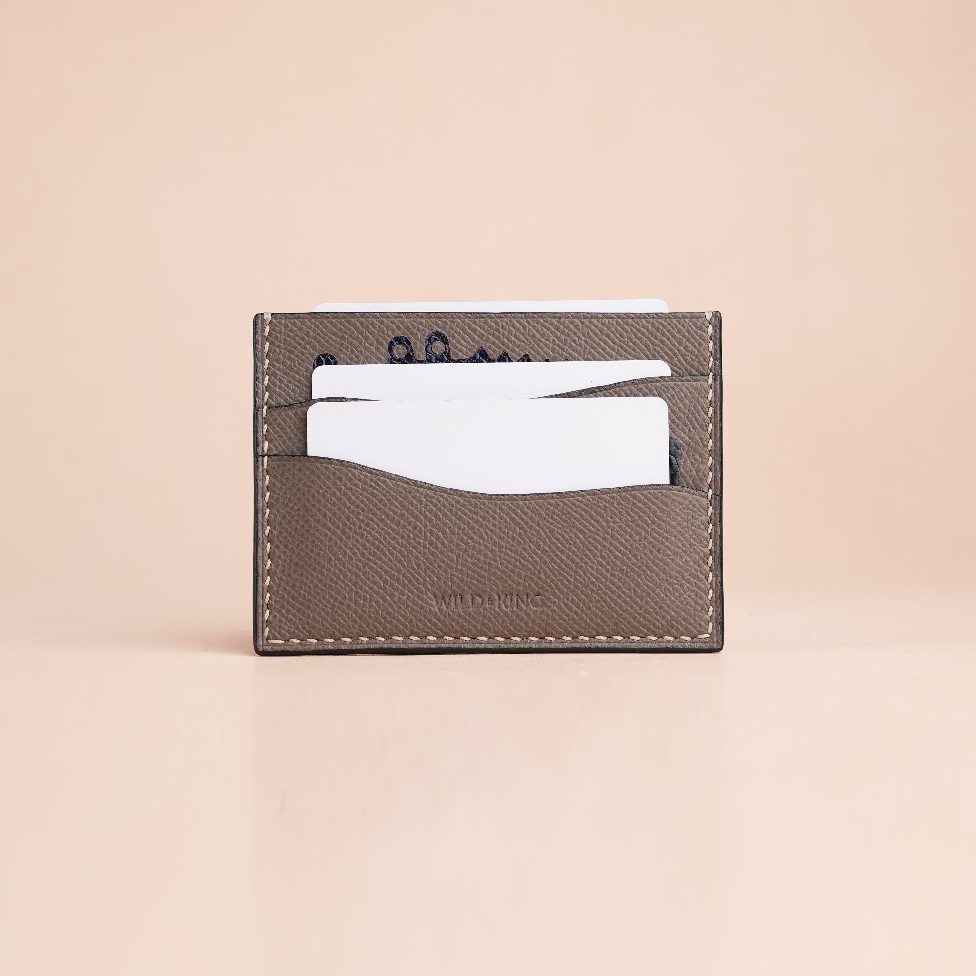 Graphite Grey Epsom Leather Card Holder - Double Stupid Alligator