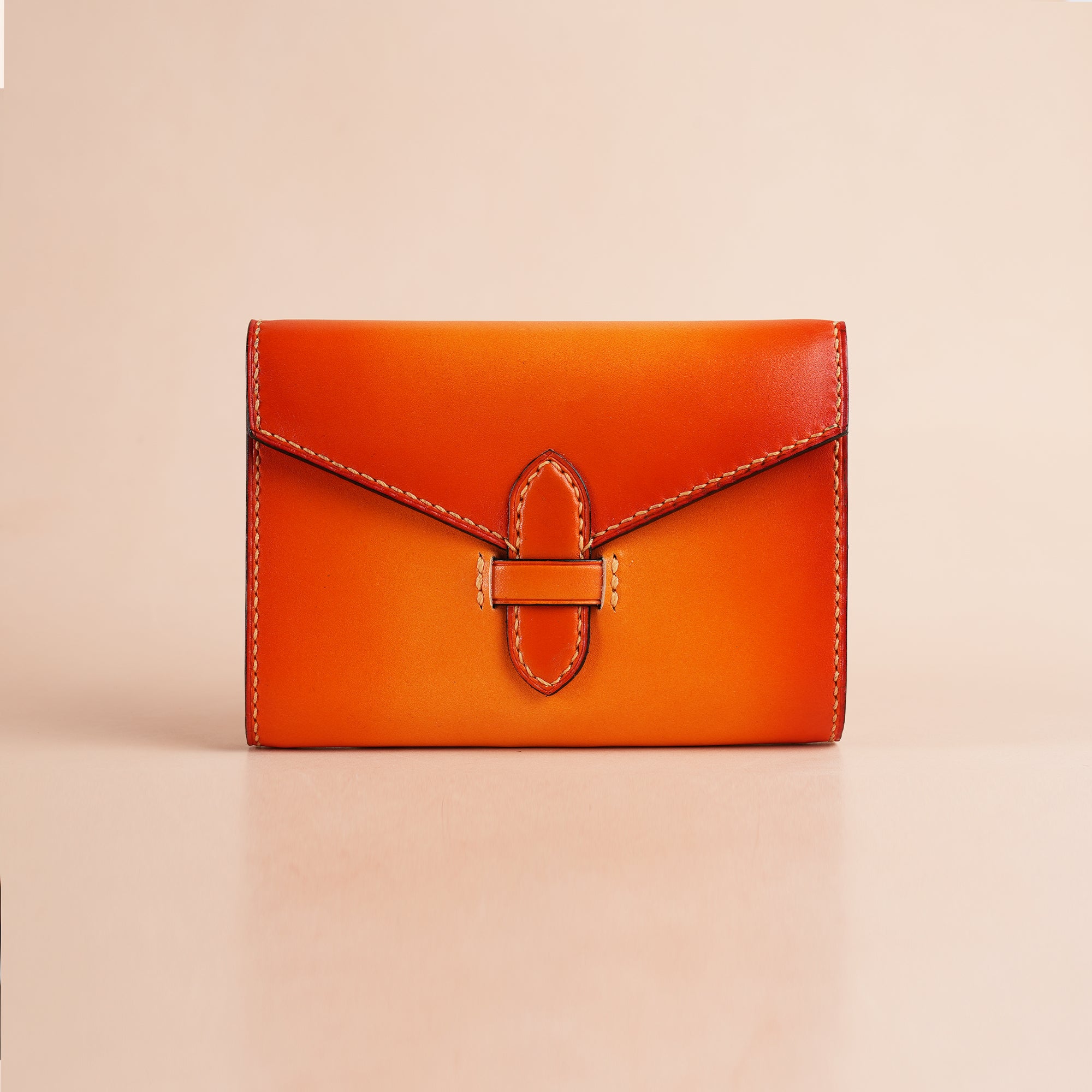 Orange Leather Card Deck Wallet