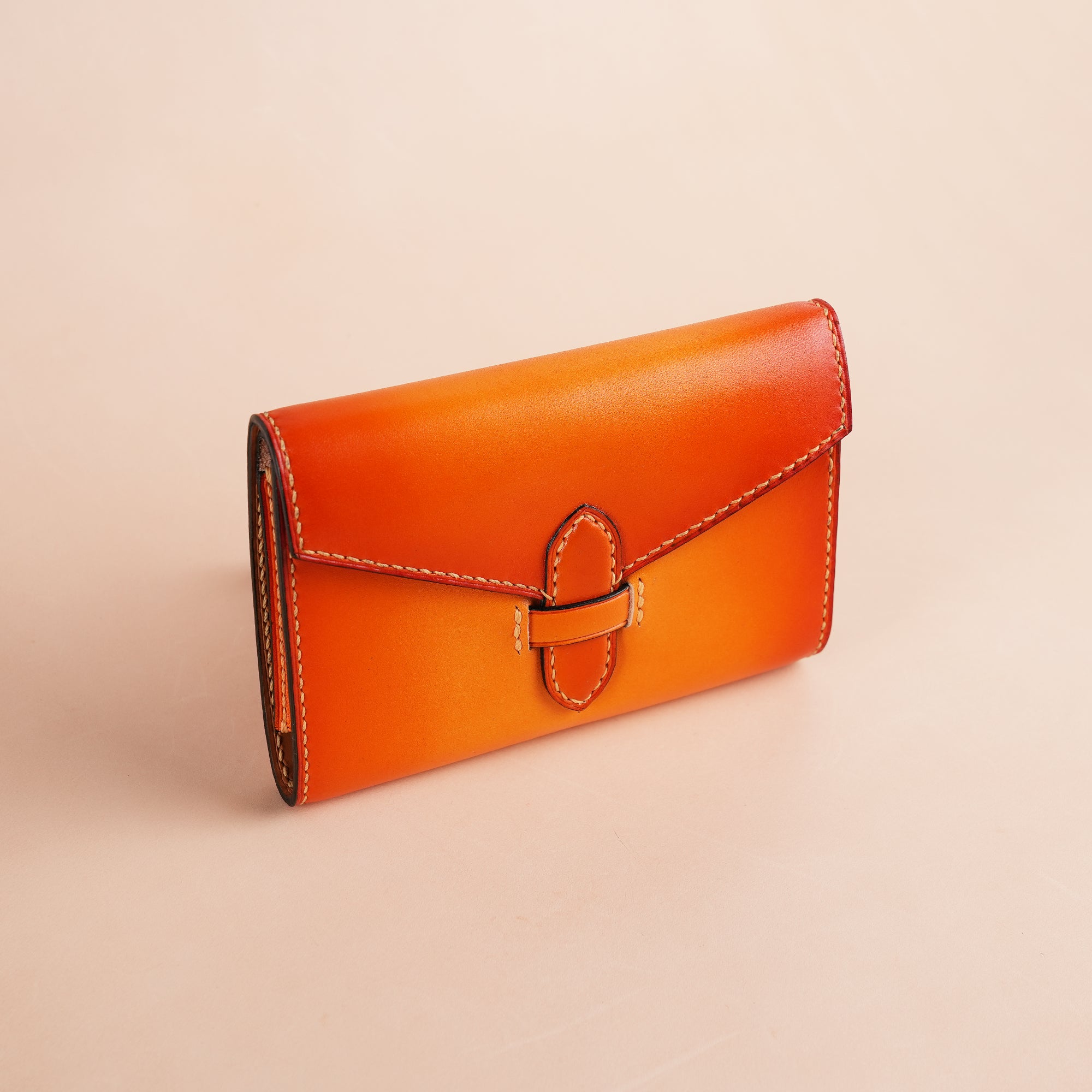 Orange Leather Card Deck Wallet