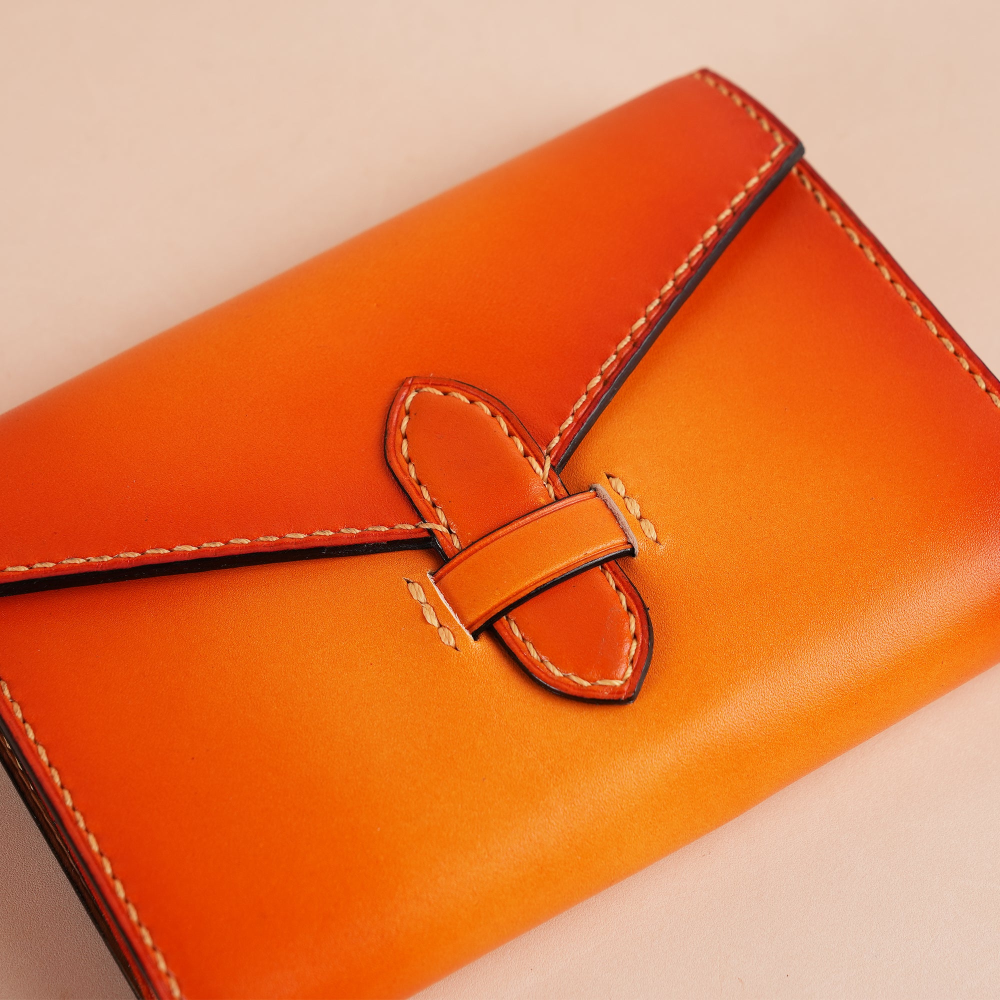 Orange Leather Card Deck Wallet