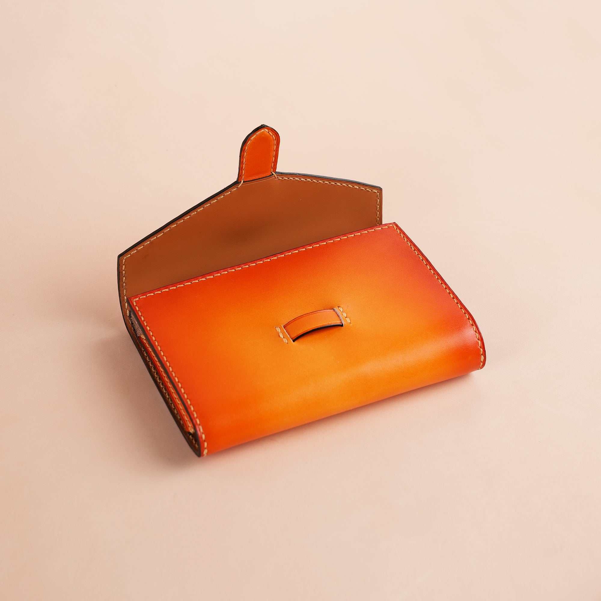 Orange Leather Card Deck Wallet