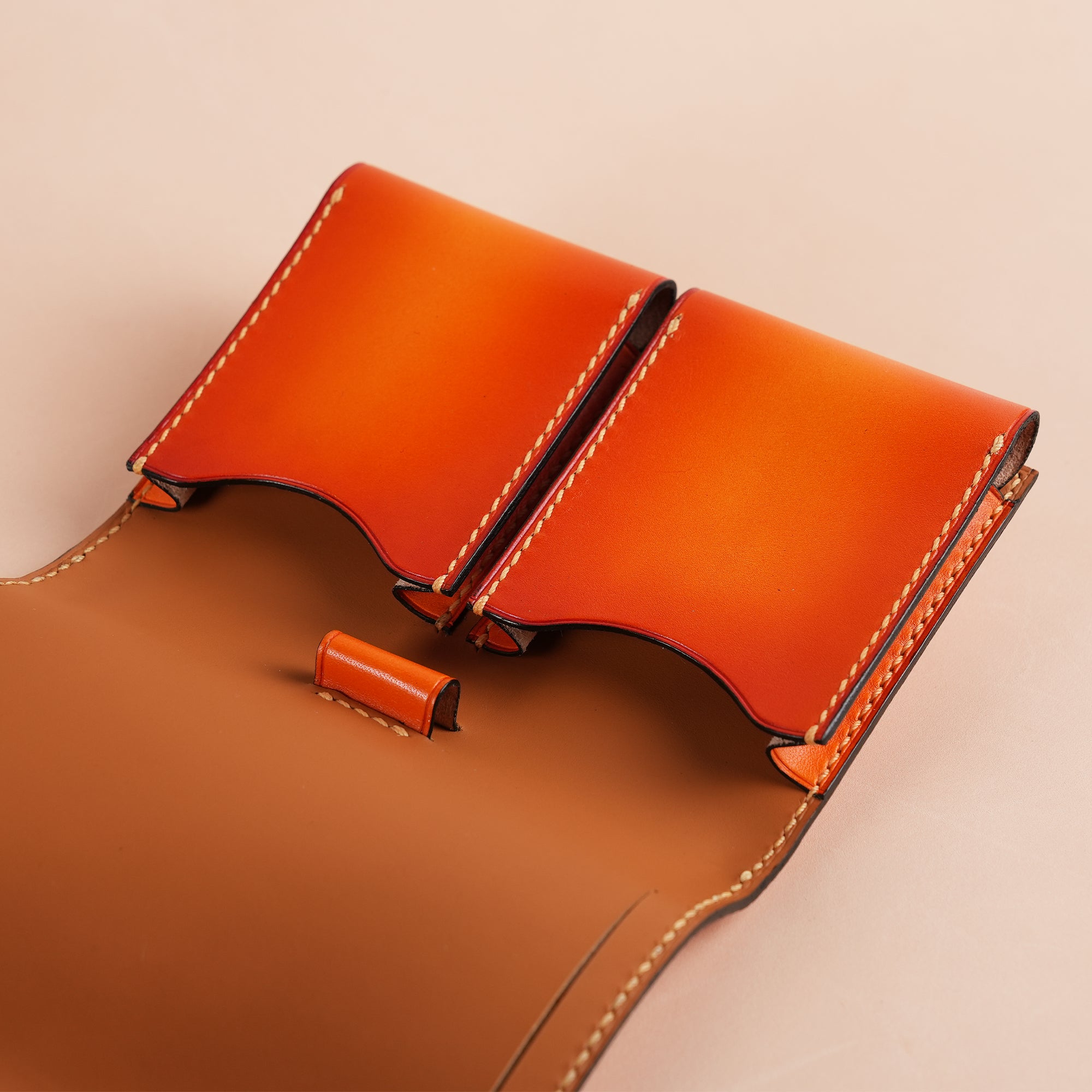 Orange Leather Card Deck Wallet