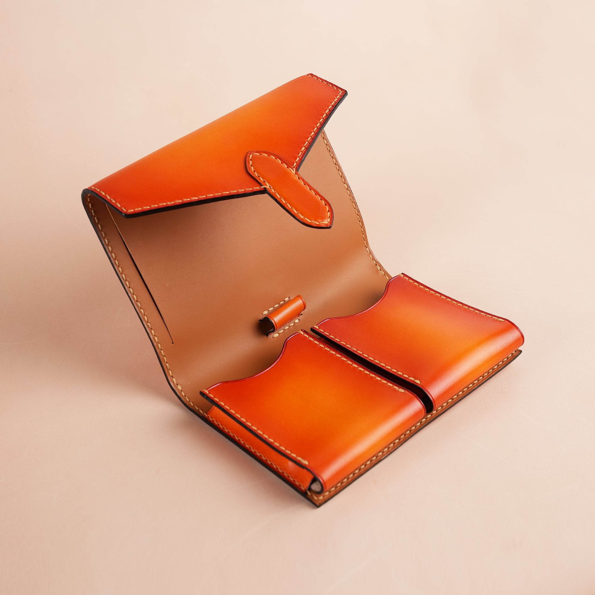 Orange Leather Card Deck Wallet