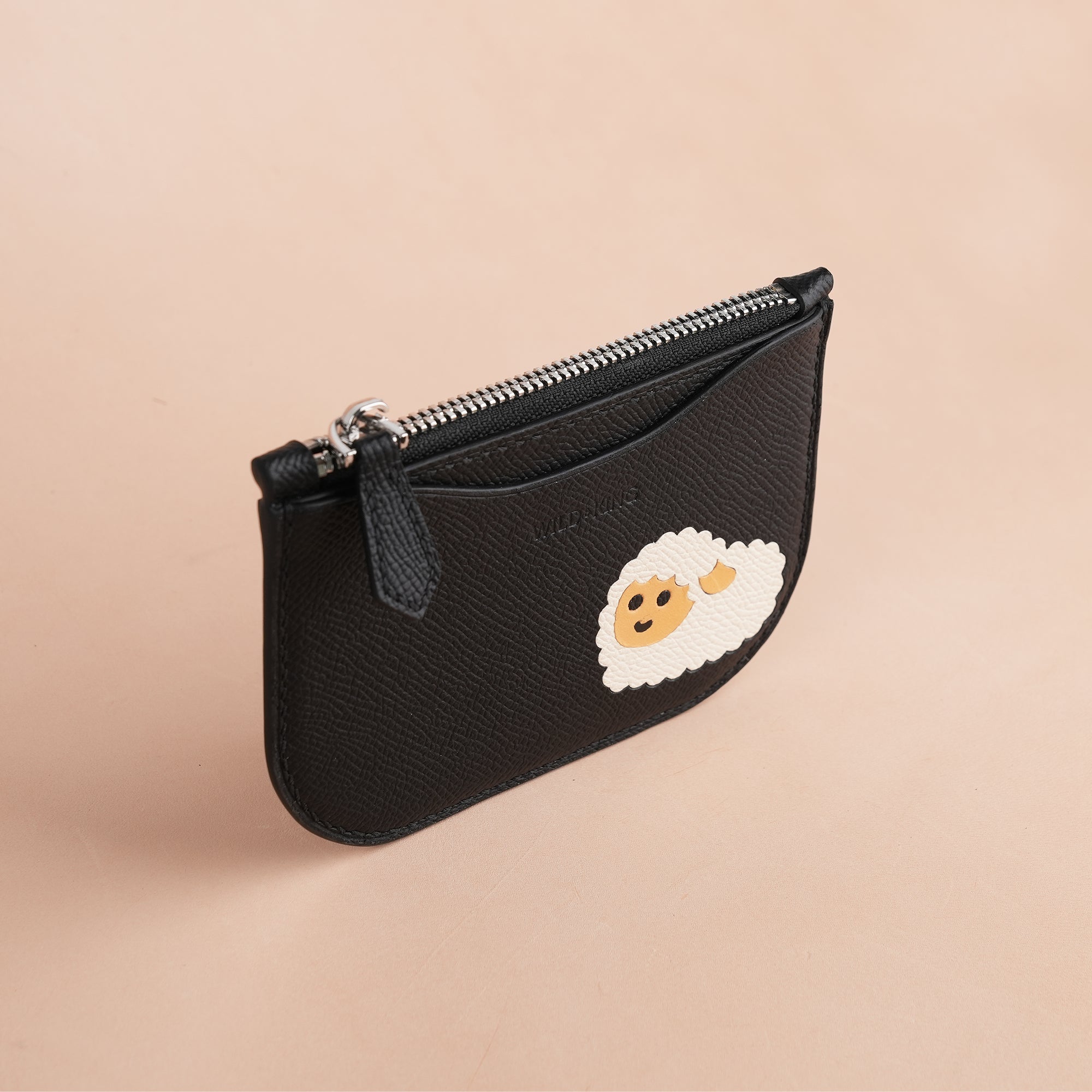 Sheep Design Epsom Leather Zipper Wallet