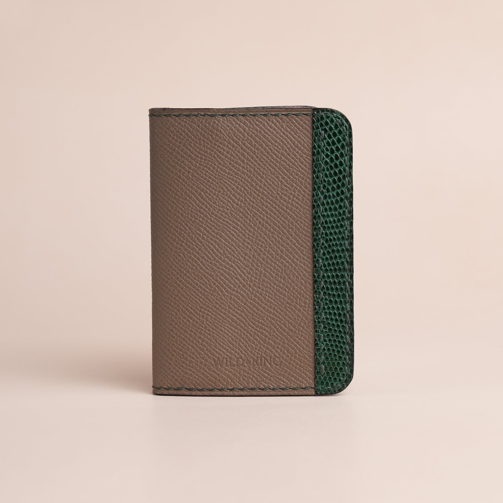 Minimalist Taupe Epsom Leather Dualfold Wallet