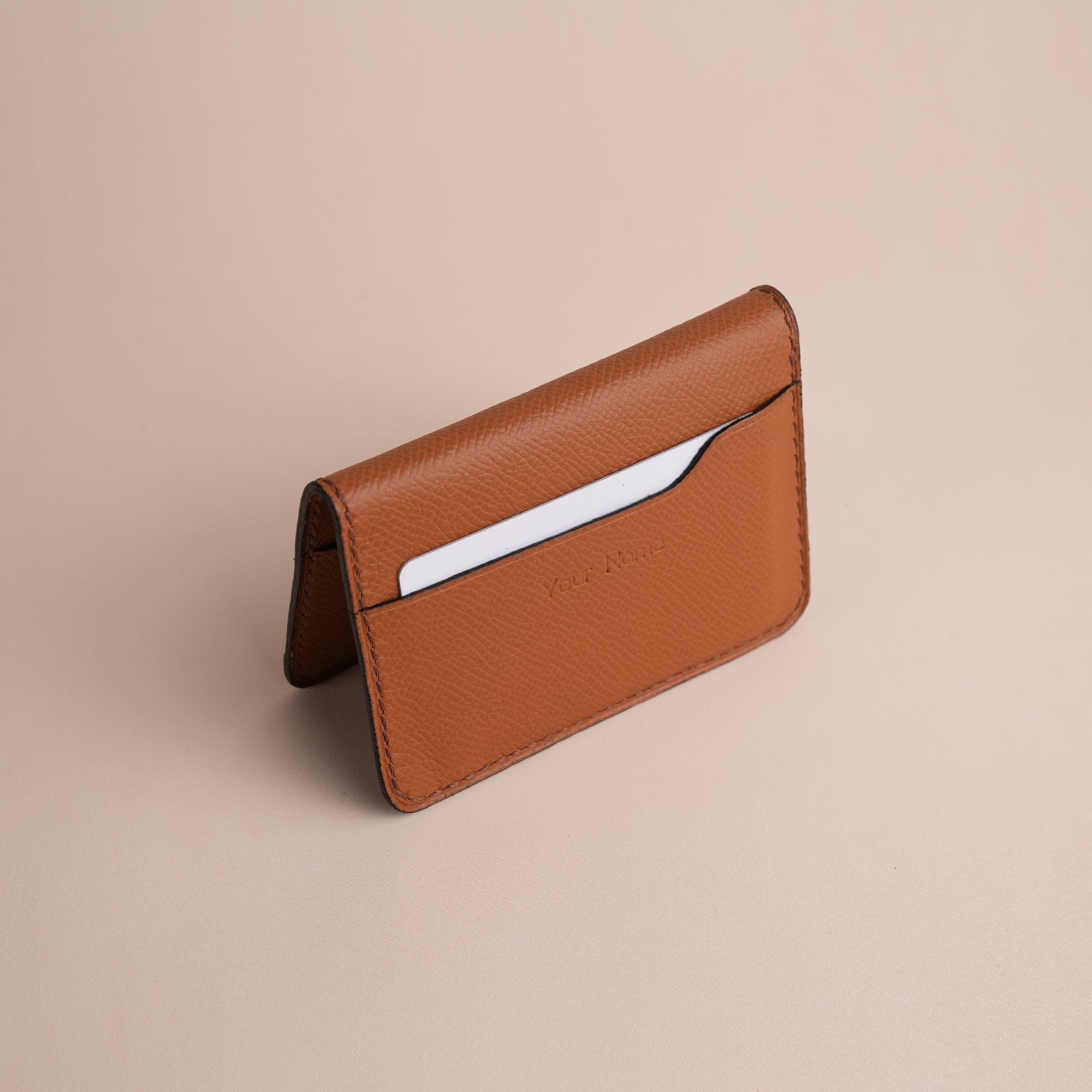 Minimalist Brown Epsom Leather Dualfold Wallet