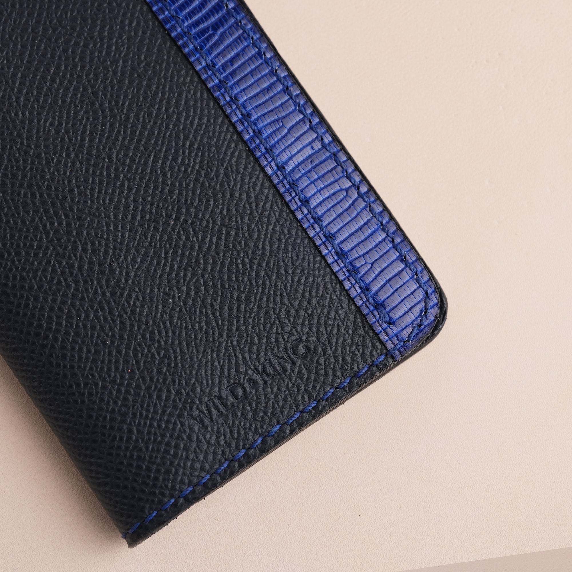 Minimalist Navy Epsom Leather Dualfold Wallet
