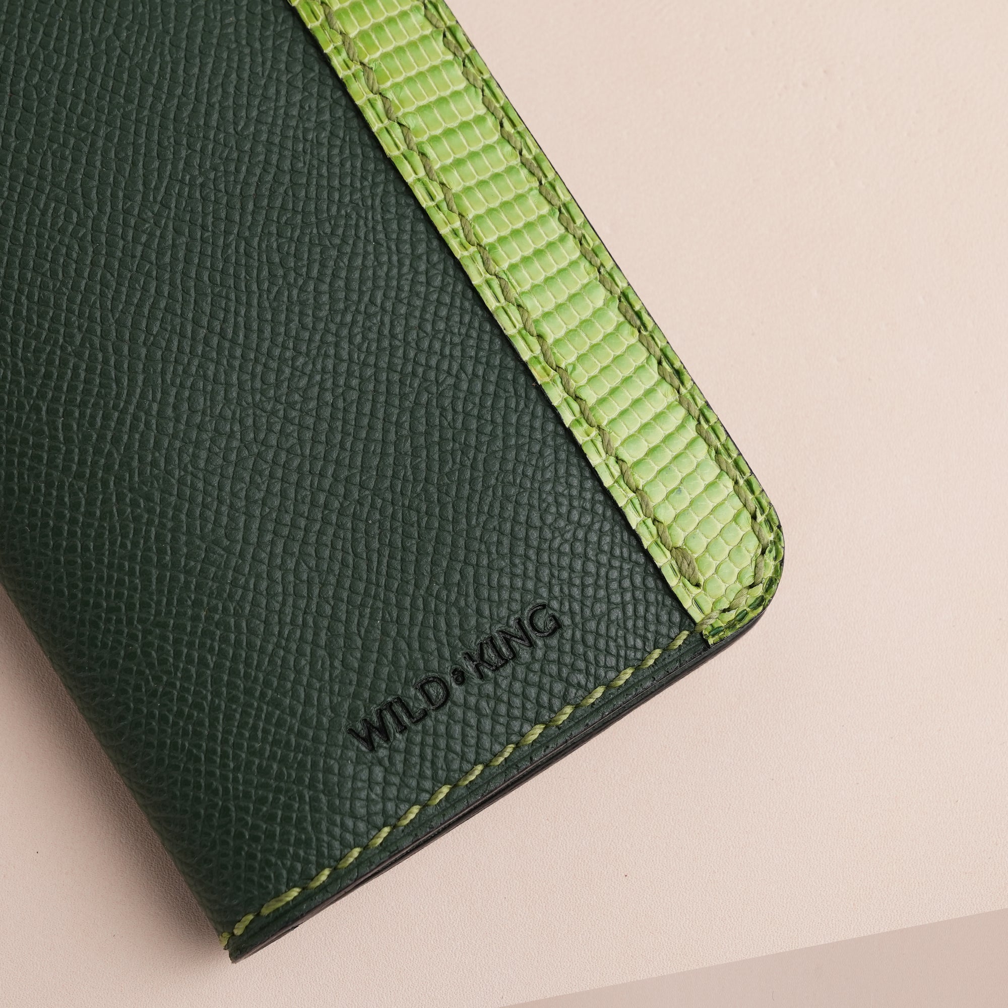 Minimalist Green Epsom Leather Dualfold Wallet