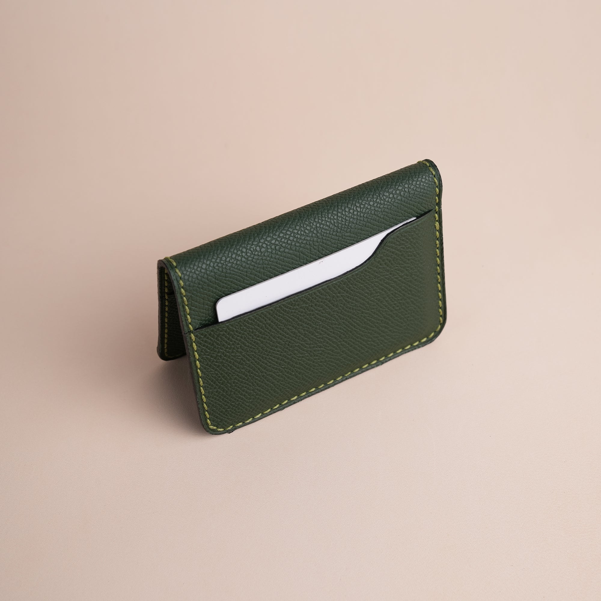 Minimalist Green Epsom Leather Dualfold Wallet