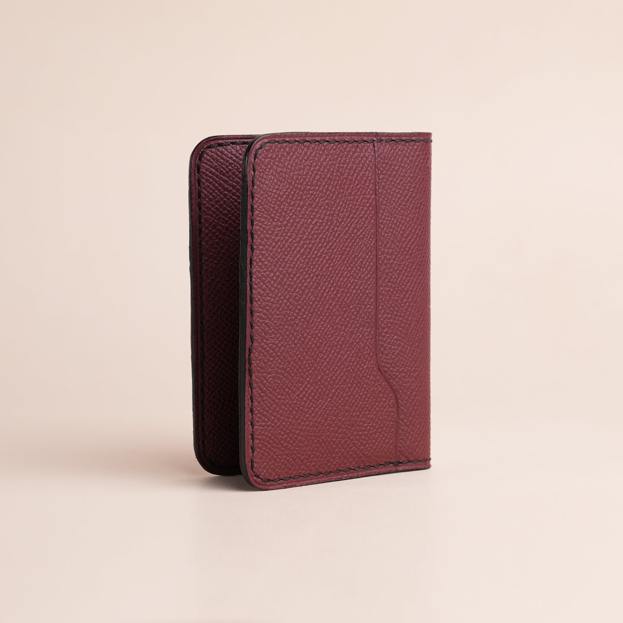 Minimalist Red Epsom Leather Dualfold Wallet