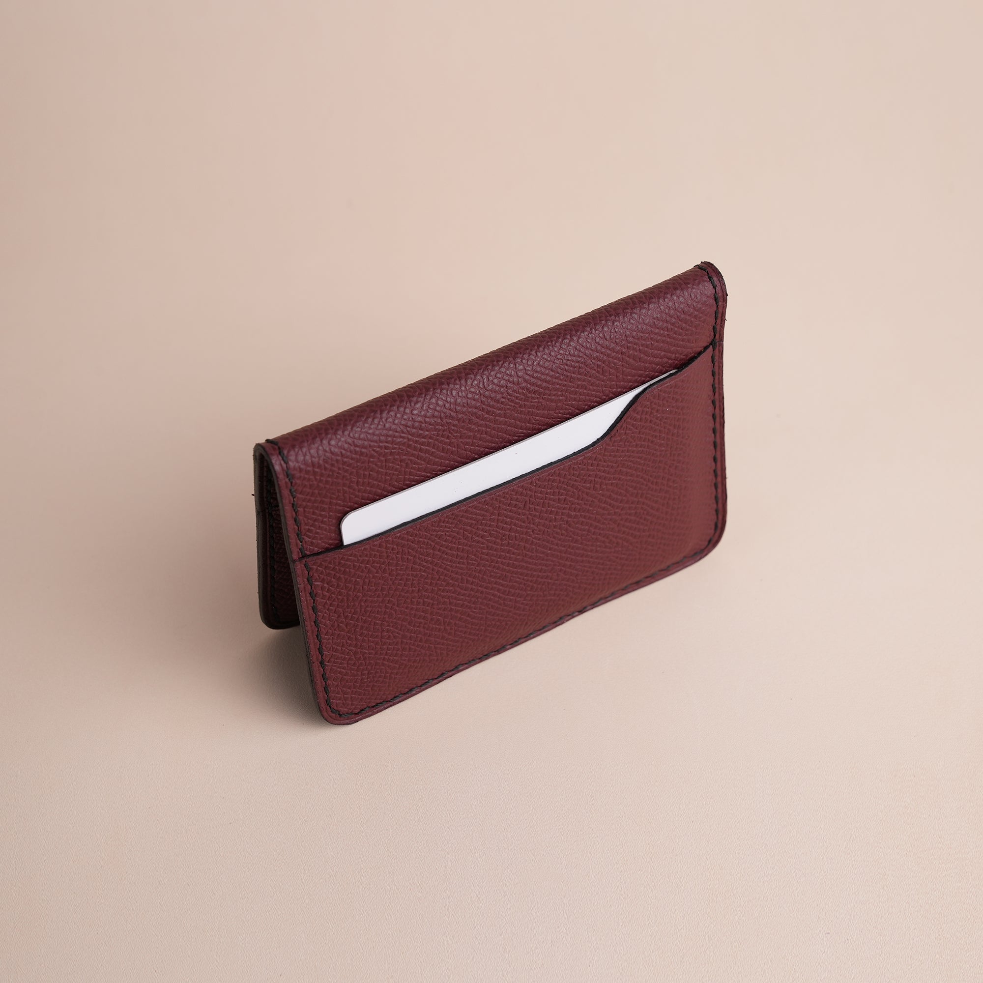 Minimalist Red Epsom Leather Dualfold Wallet