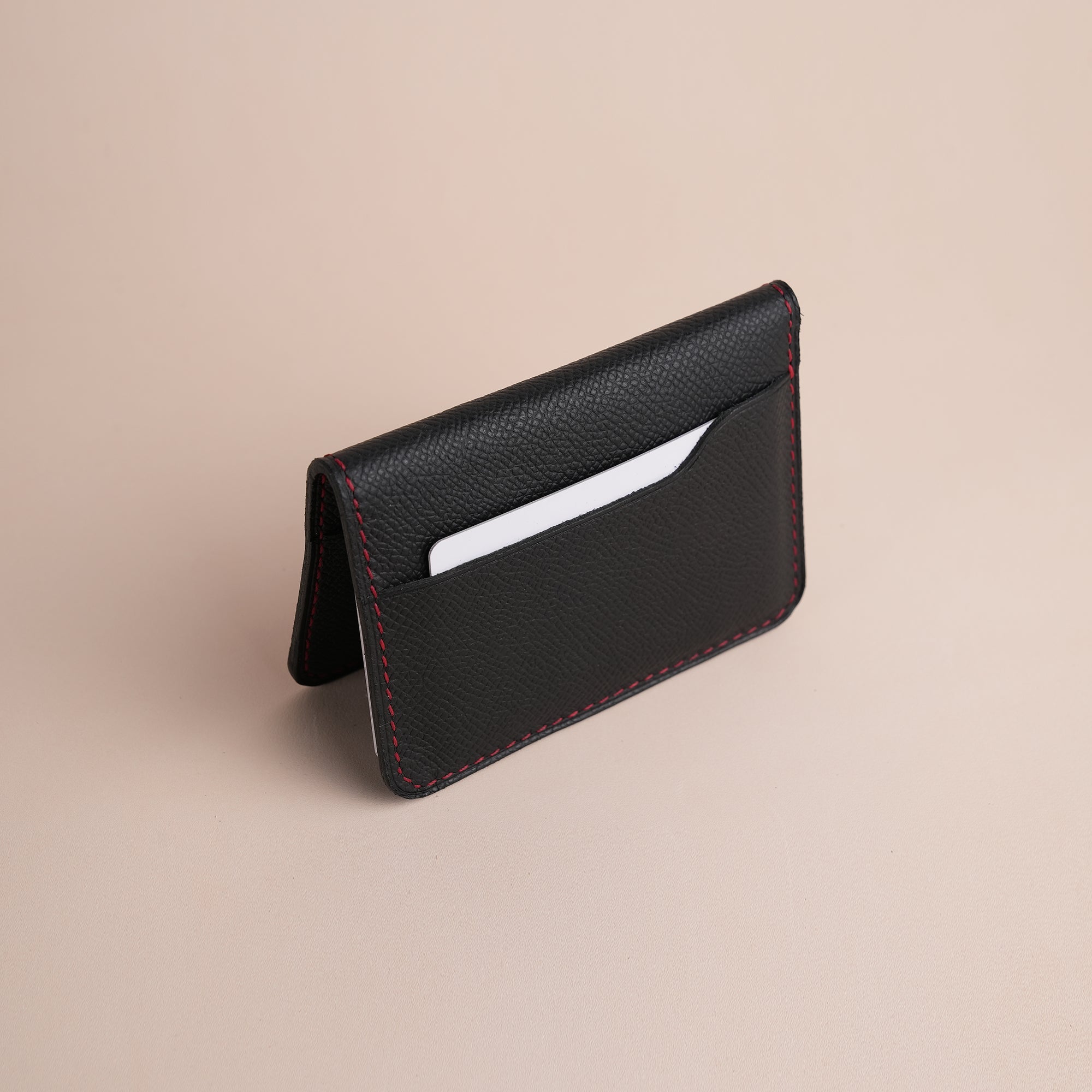 Minimalist Black Epsom Leather Dualfold Wallet