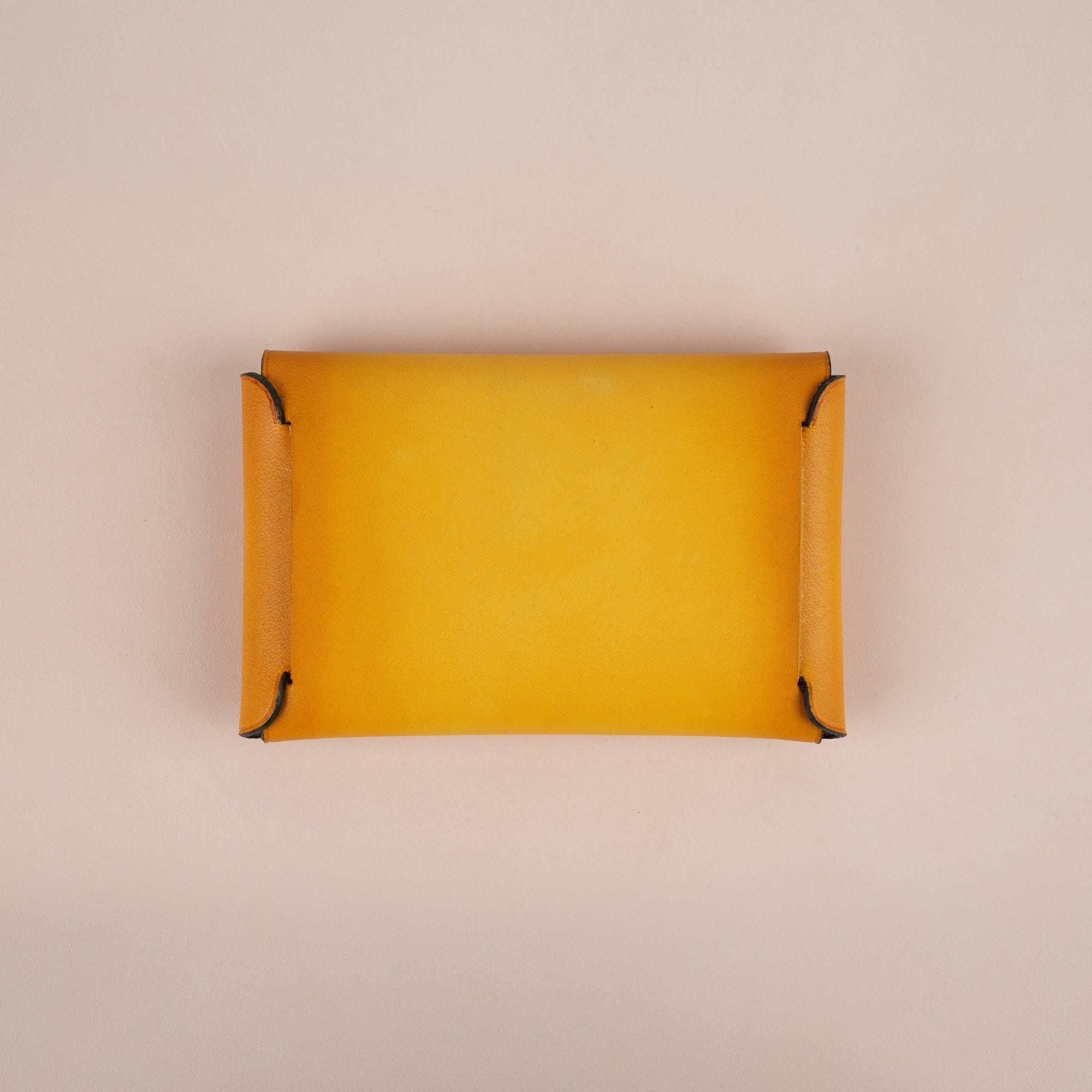 Patina Yellow Leather Card Coin Purse Small - WildandKing