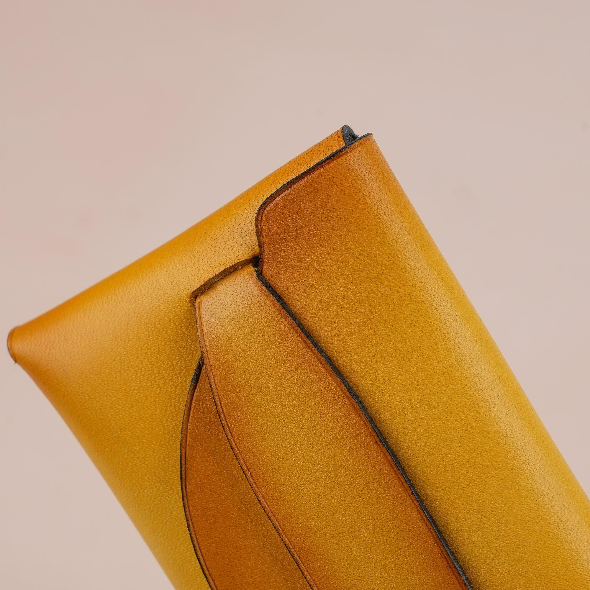 Patina Yellow Leather Card Coin Purse Small - WildandKing