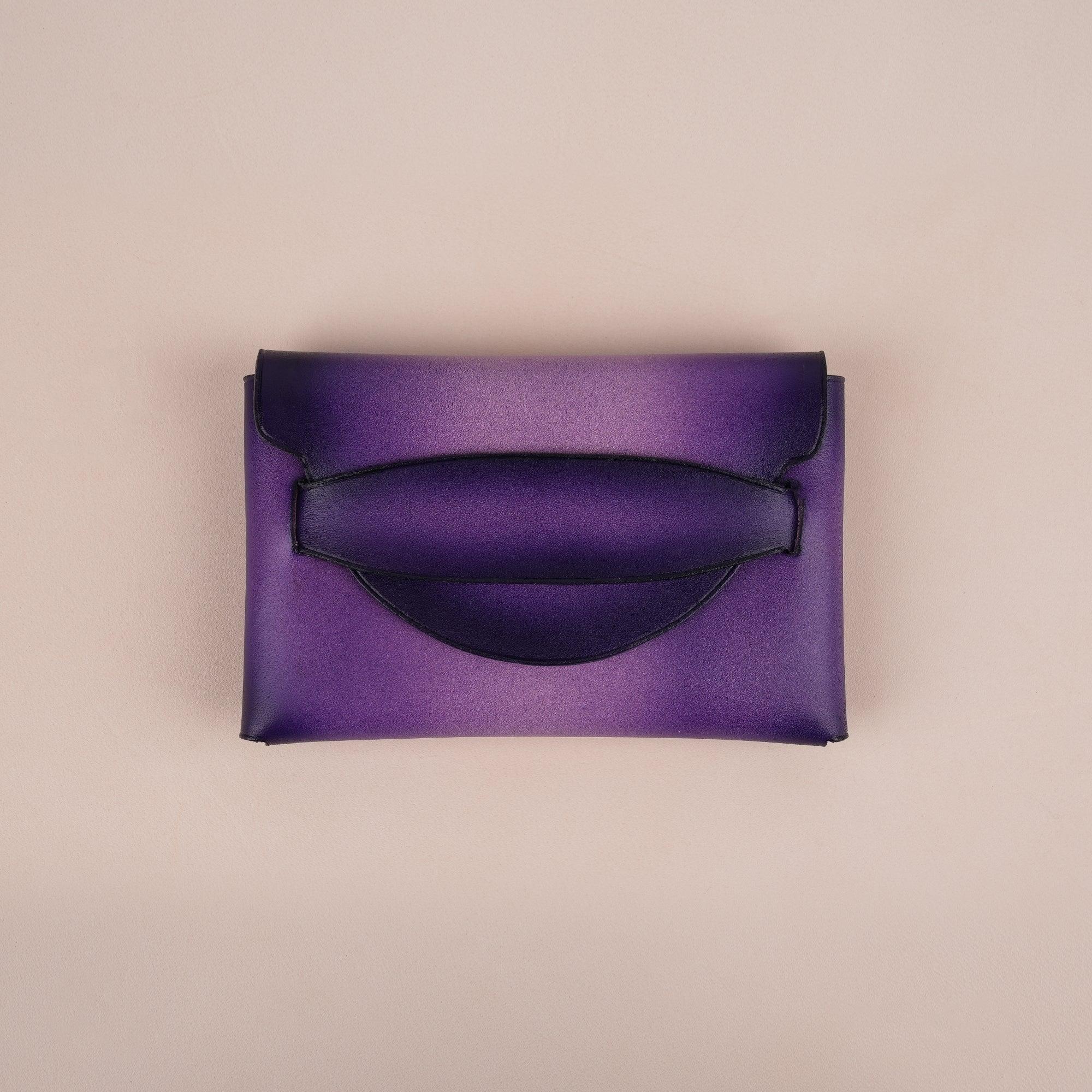 Patina Purple Leather Card Coin Purse Small - WildandKing