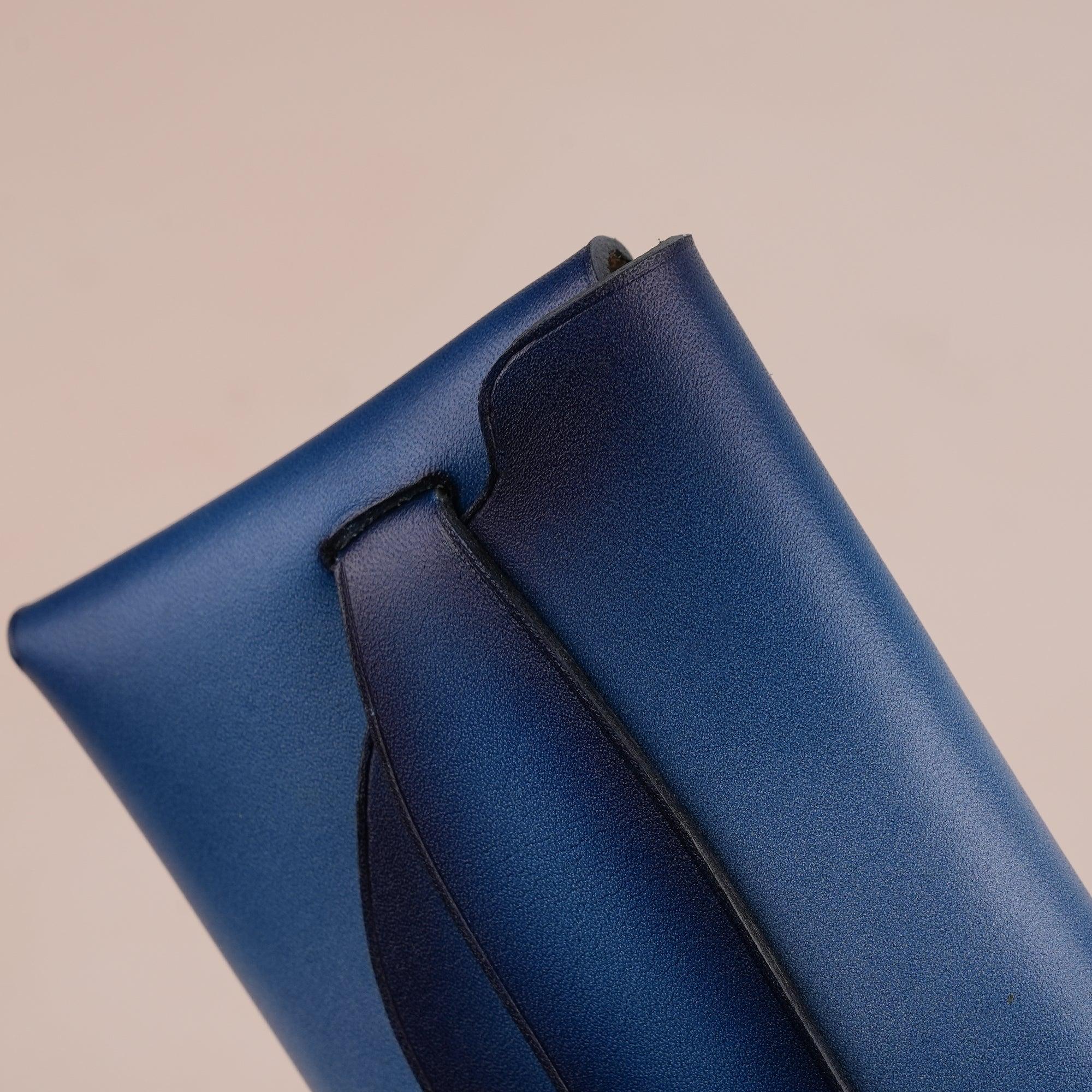 Patina Navy Leather Card Coin Purse Small - WildandKing