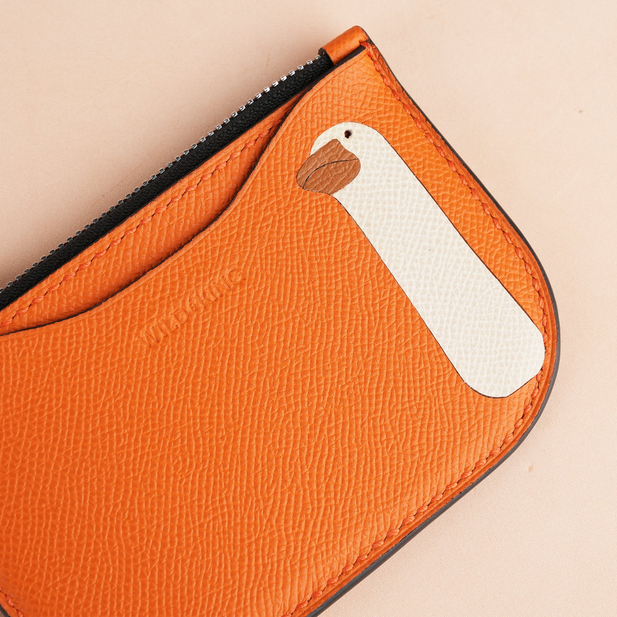 Goose Design Epsom Leather Zipper Wallet