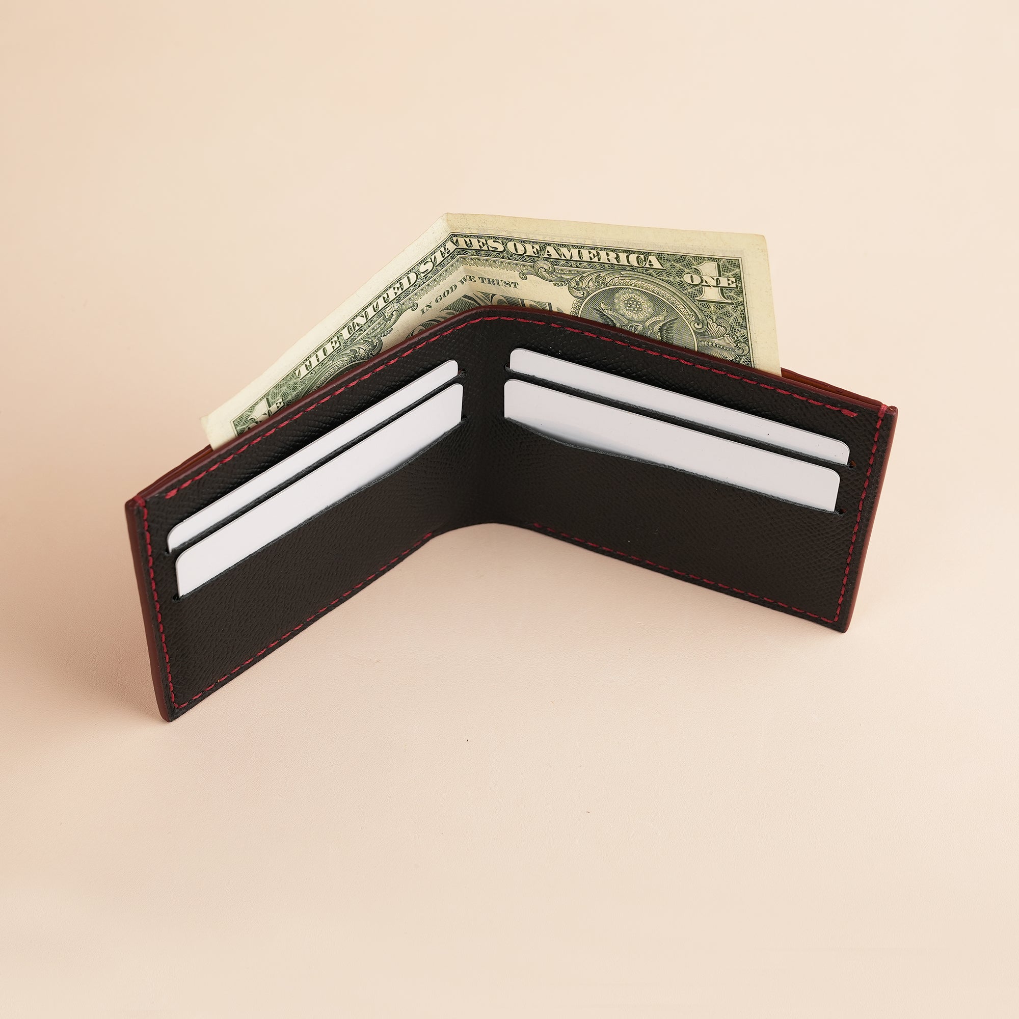 Burgundy Crocodile Leather Bifold Wallet