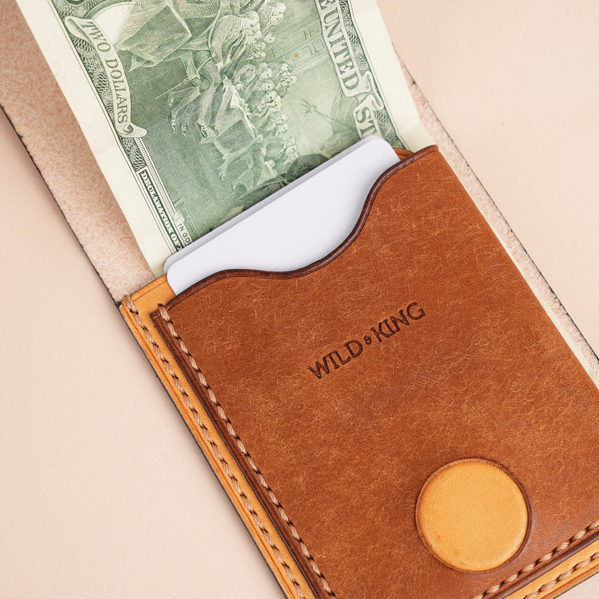 Mint Green Leather Snap Wallet Tea-Rex Design - Patina Finish