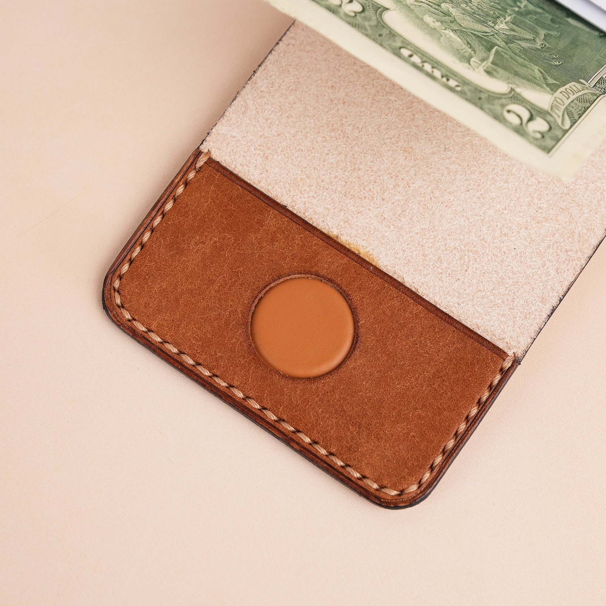 Mint Green Leather Snap Wallet Tea-Rex Design - Patina Finish