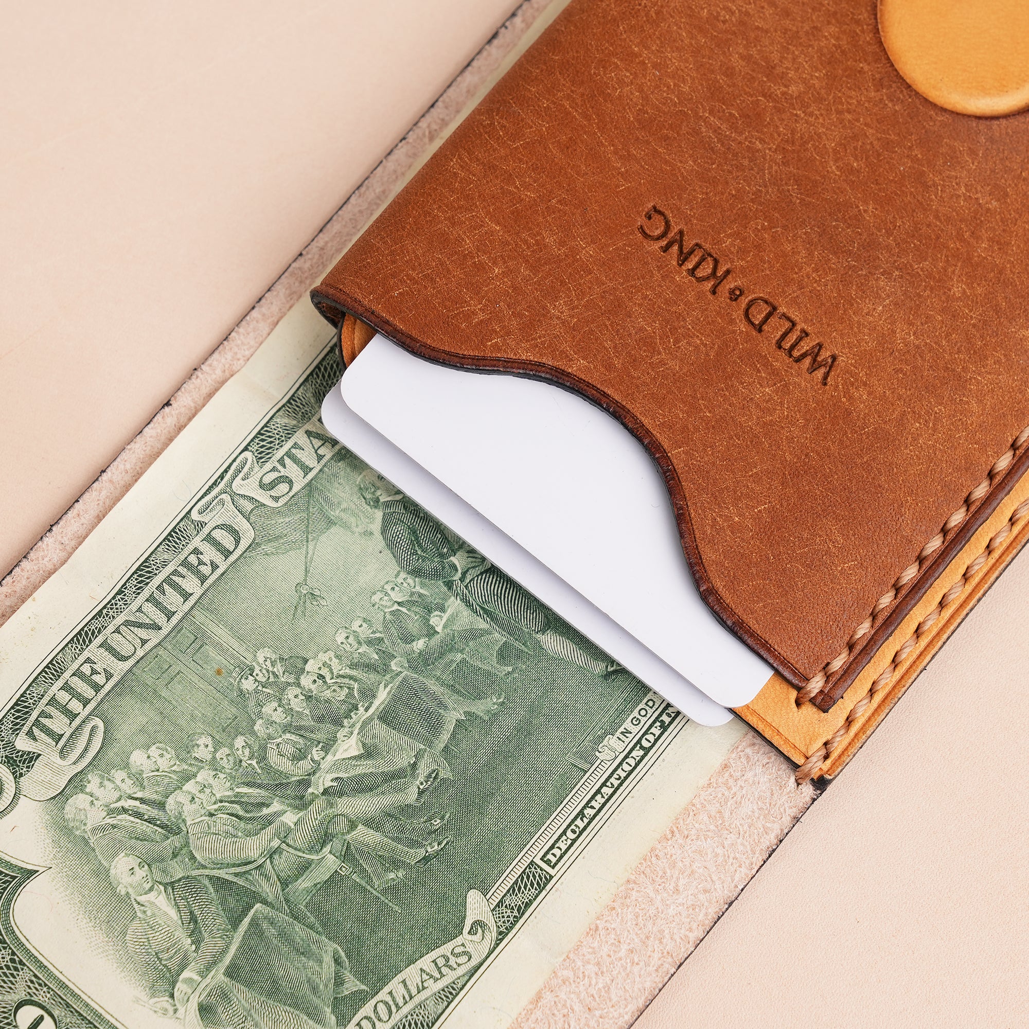Mint Green Leather Snap Wallet Tea-Rex Design - Patina Finish