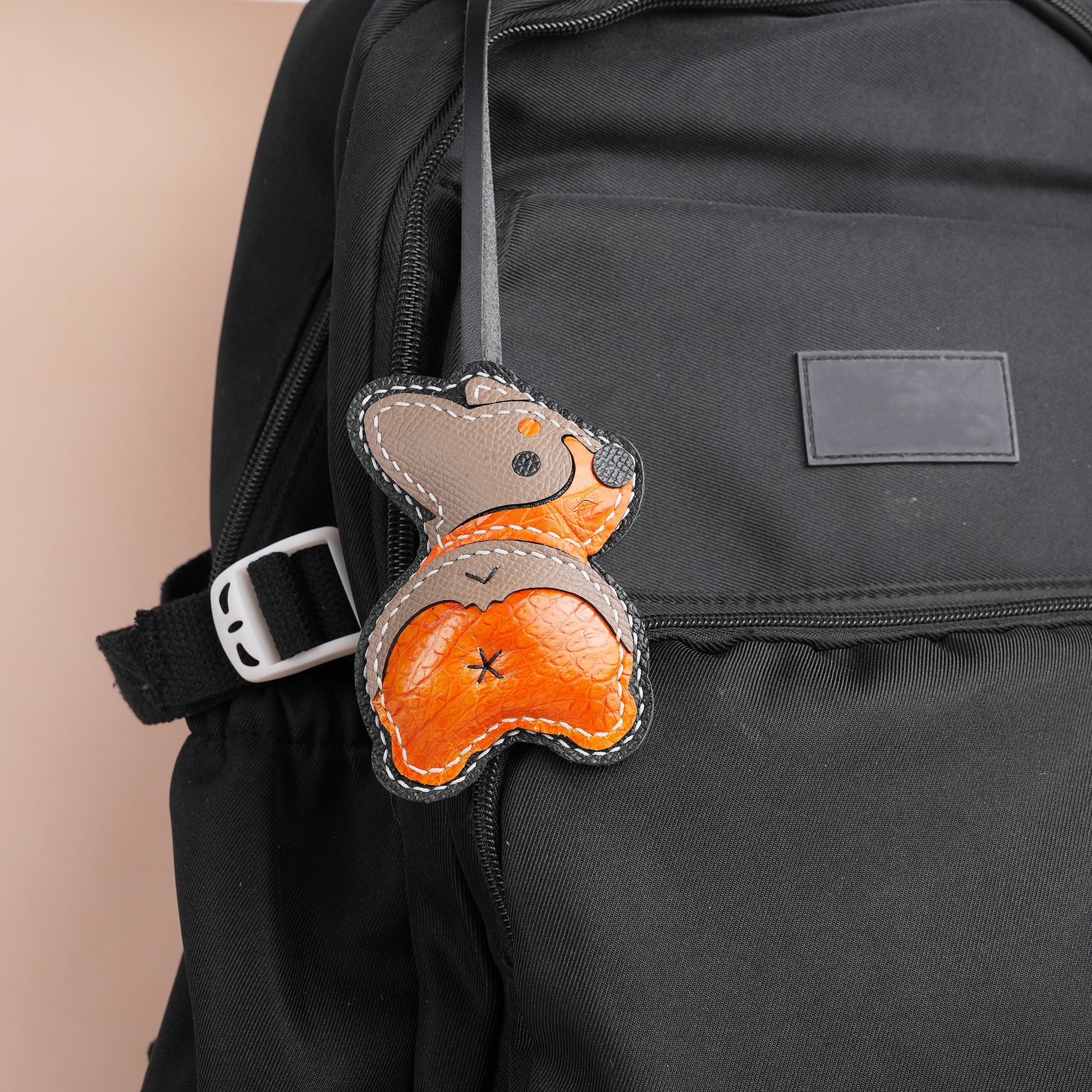 Taupe Corgi Dog Bag Charm