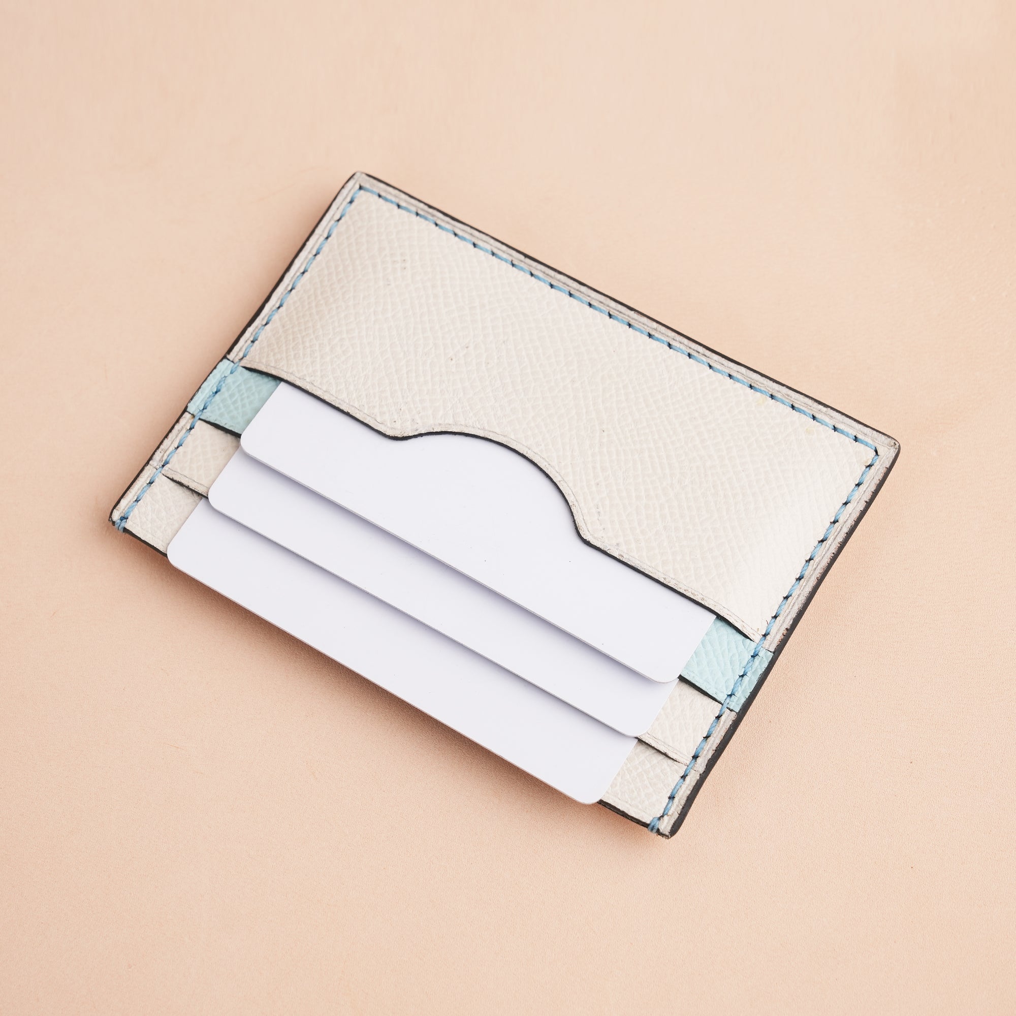 White Epsom Leather Card Holder - Stupid Dolphin