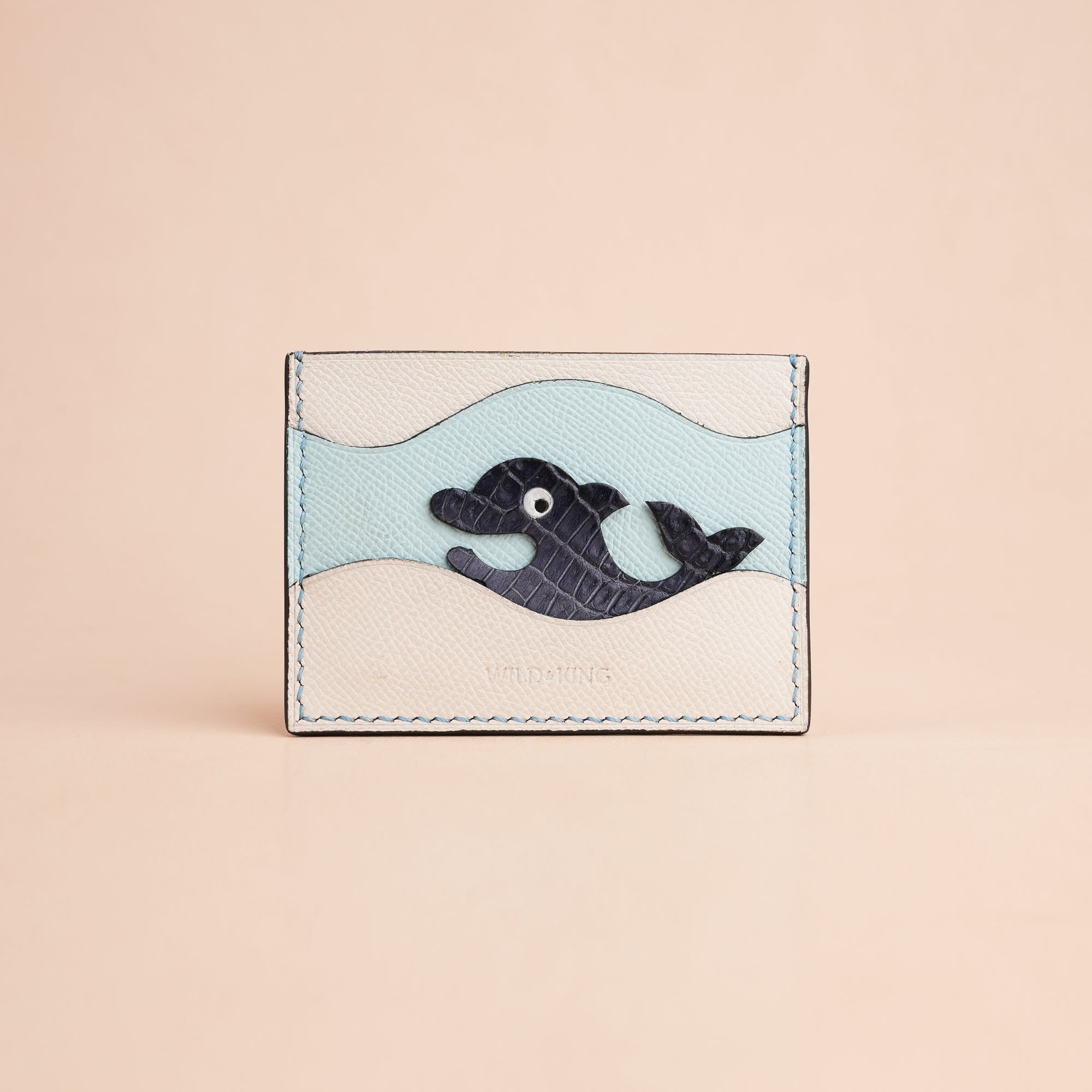 White Epsom Leather Card Holder - Stupid Dolphin