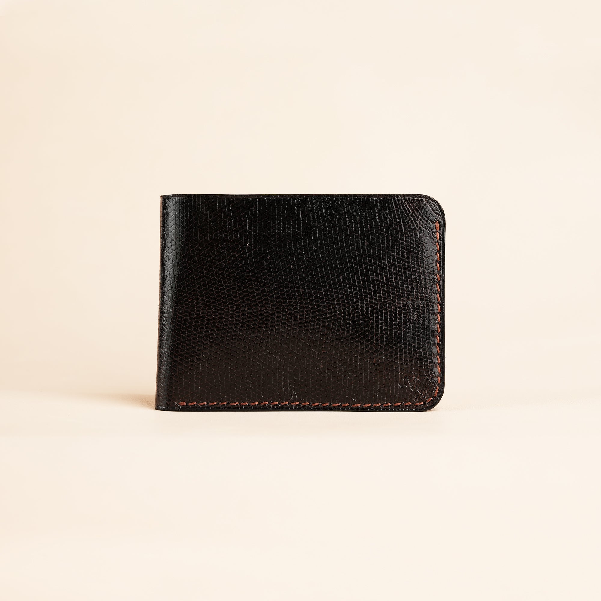 Brown Lizard Leather Wing Bifold Wallet