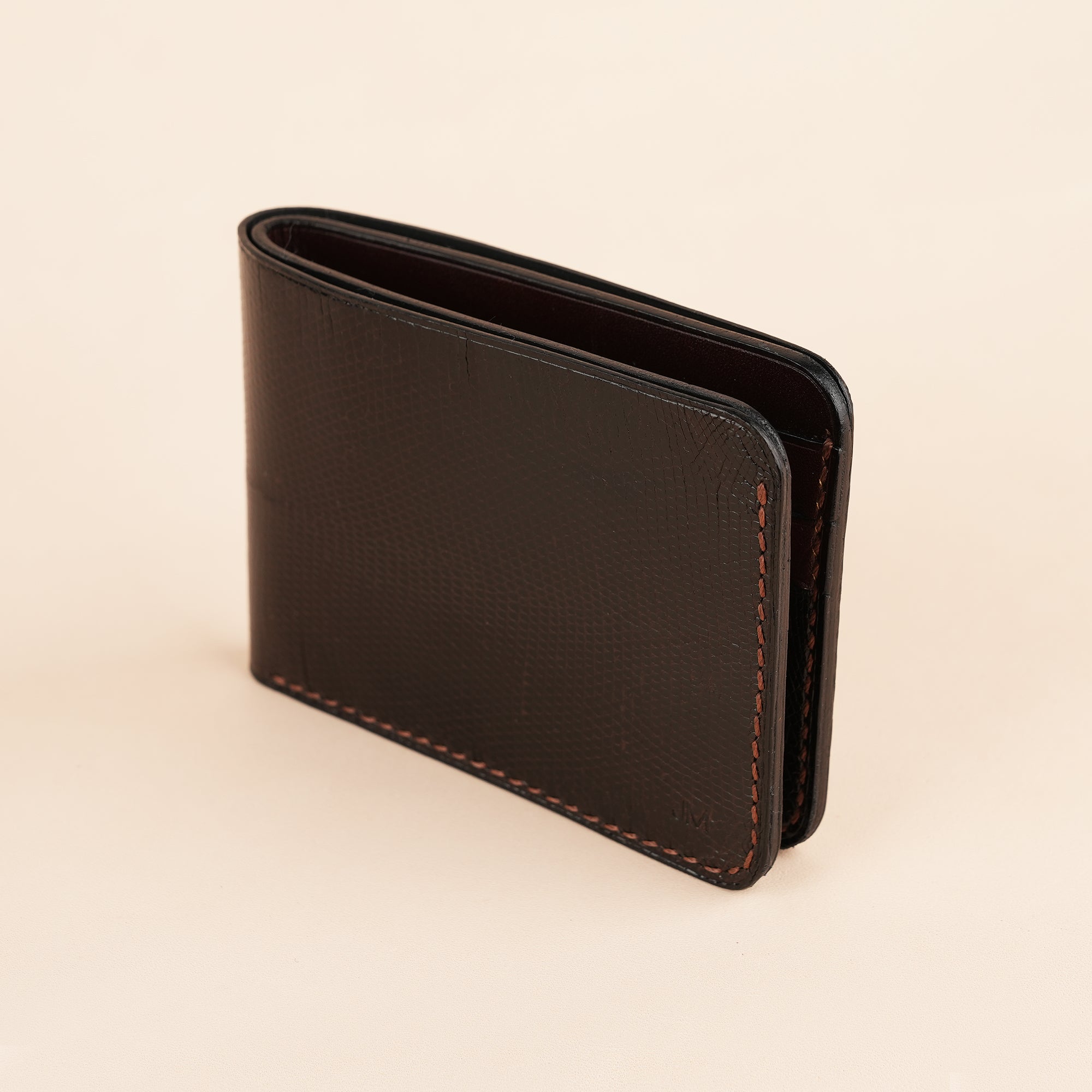 Brown Lizard Leather Wing Bifold Wallet