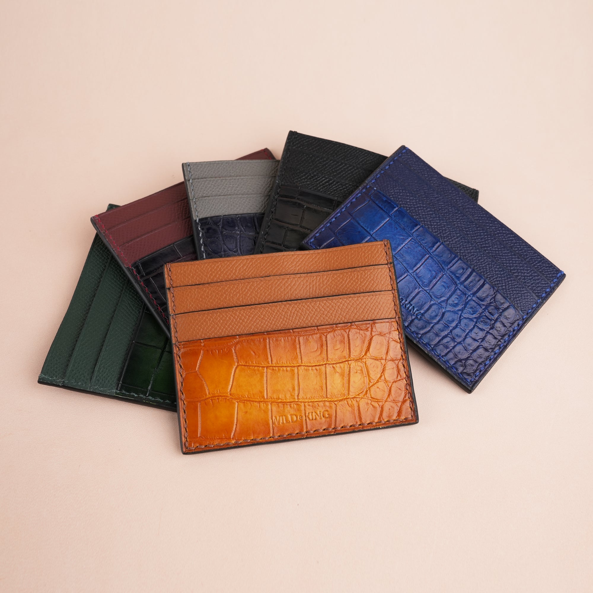 Basic Alligator Leather Card Holder - Patina Finish