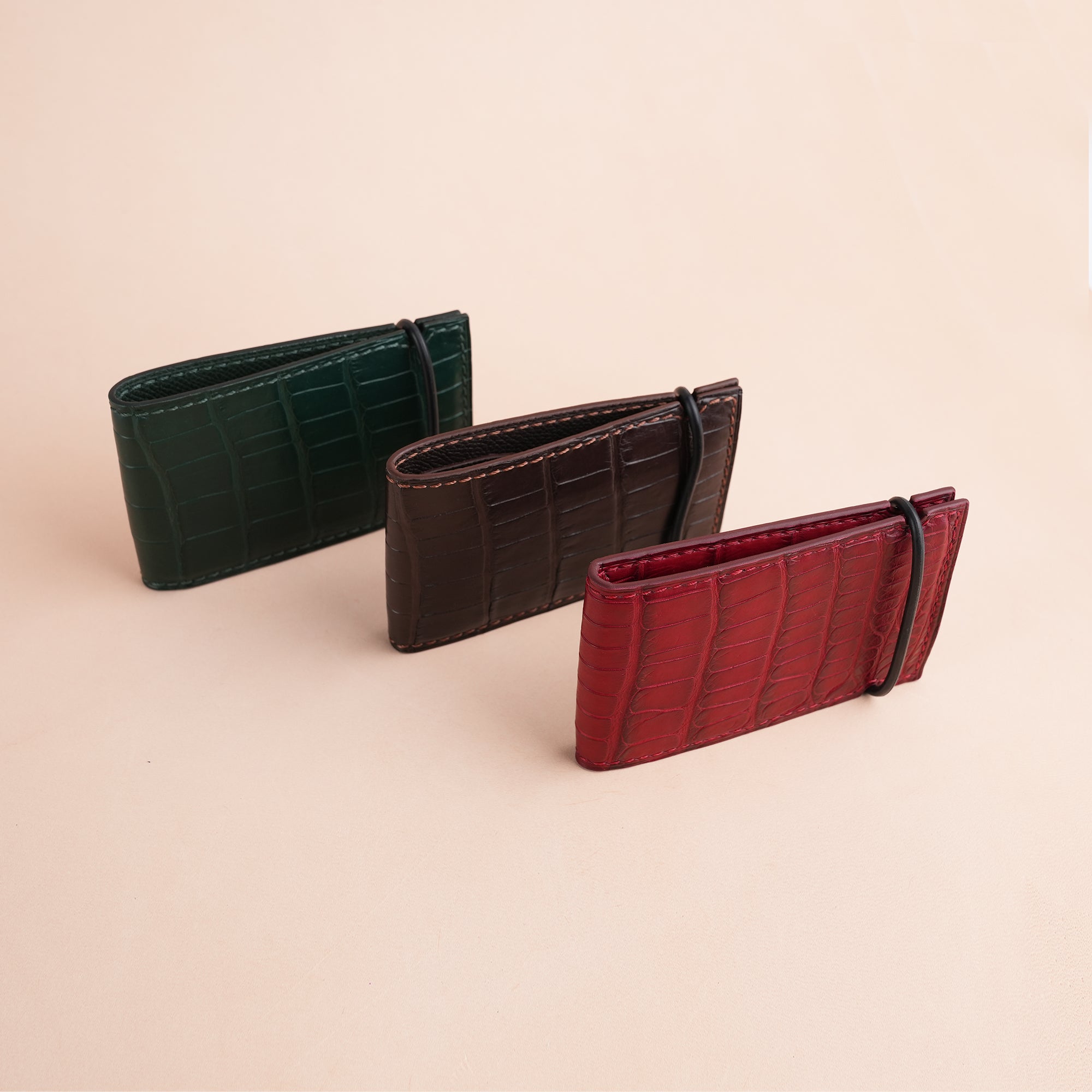 Dark Green Alligator Leather Cash Cover Wallet