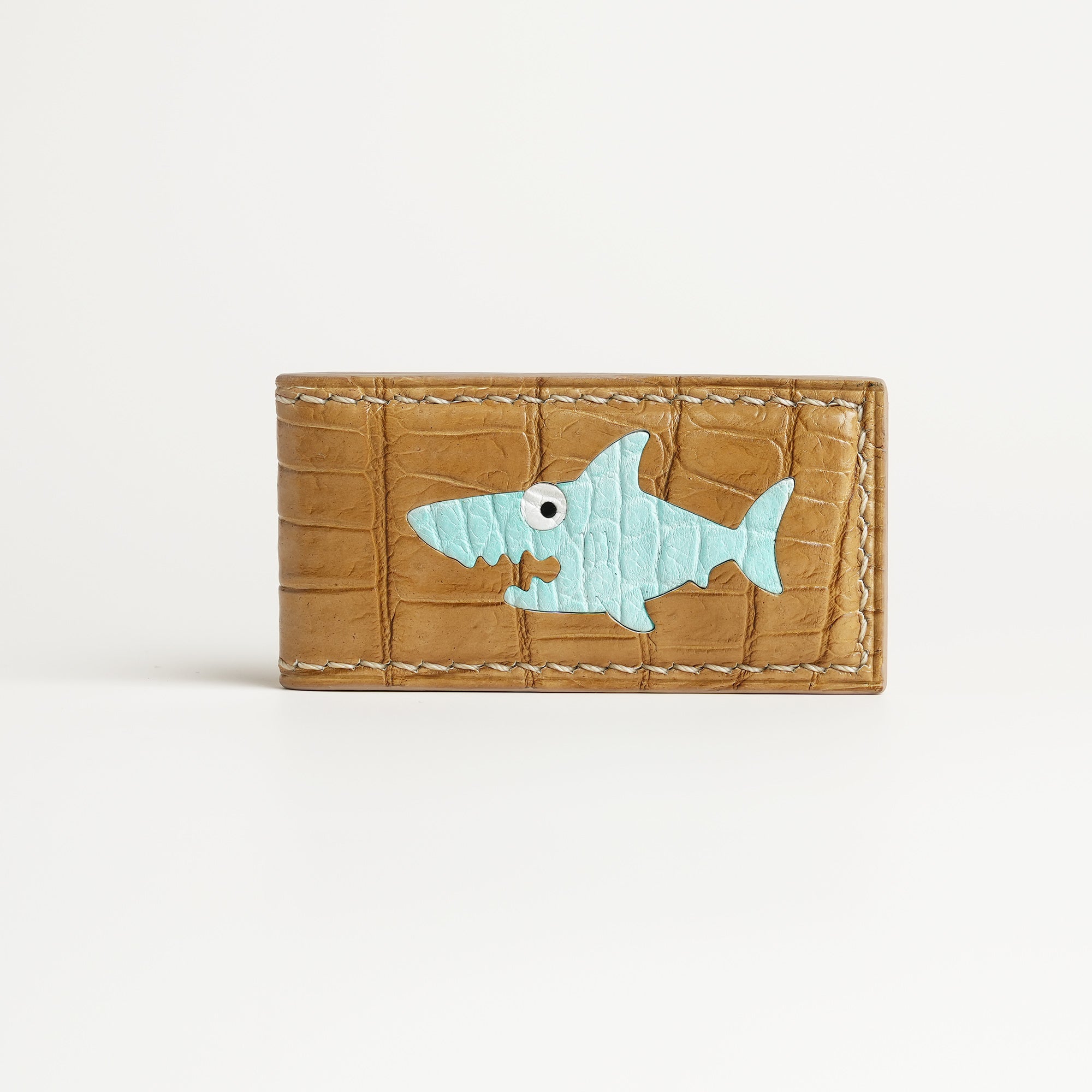 Beige Alligator Leather Money Clip - Baby Shark
