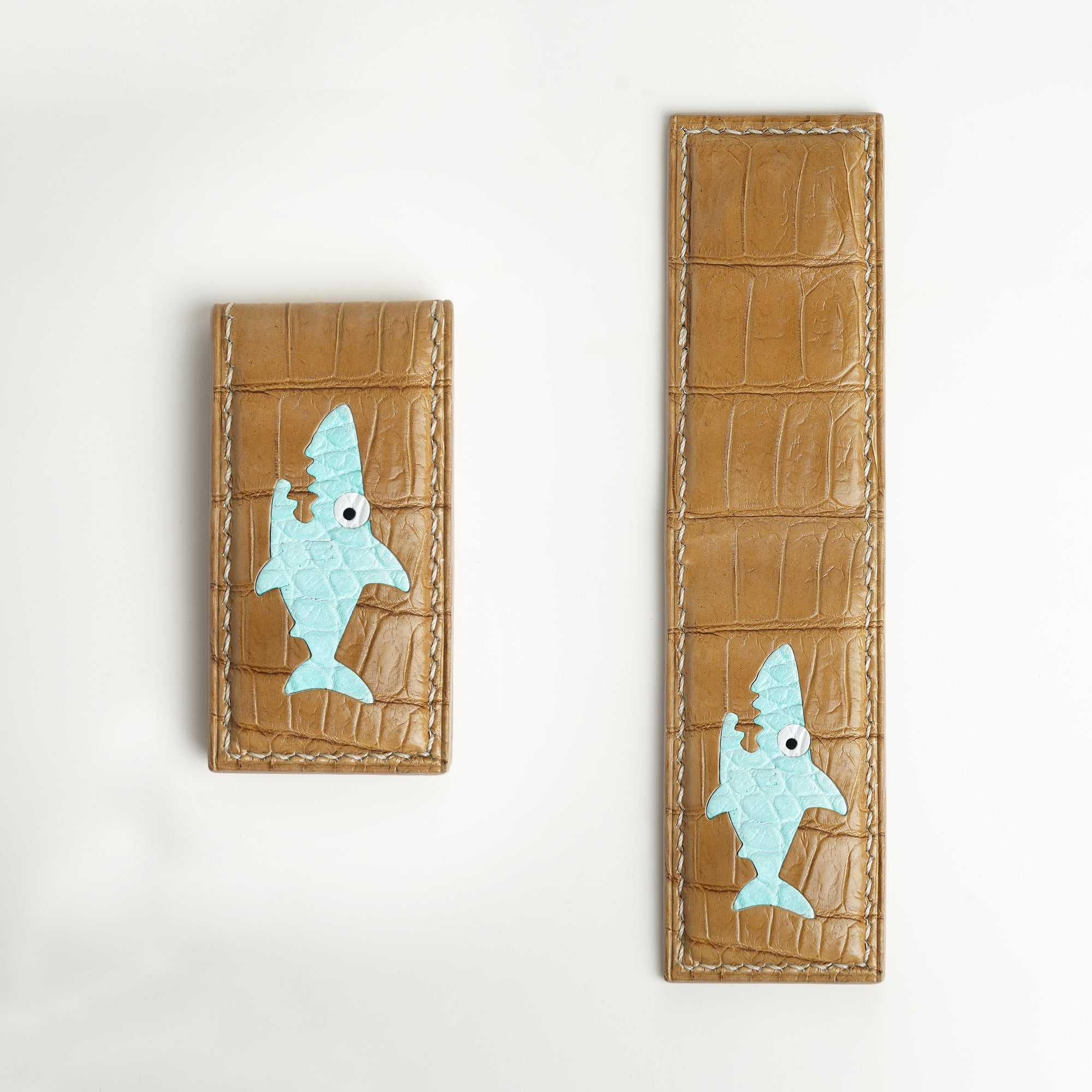 Beige Alligator Leather Money Clip - Baby Shark