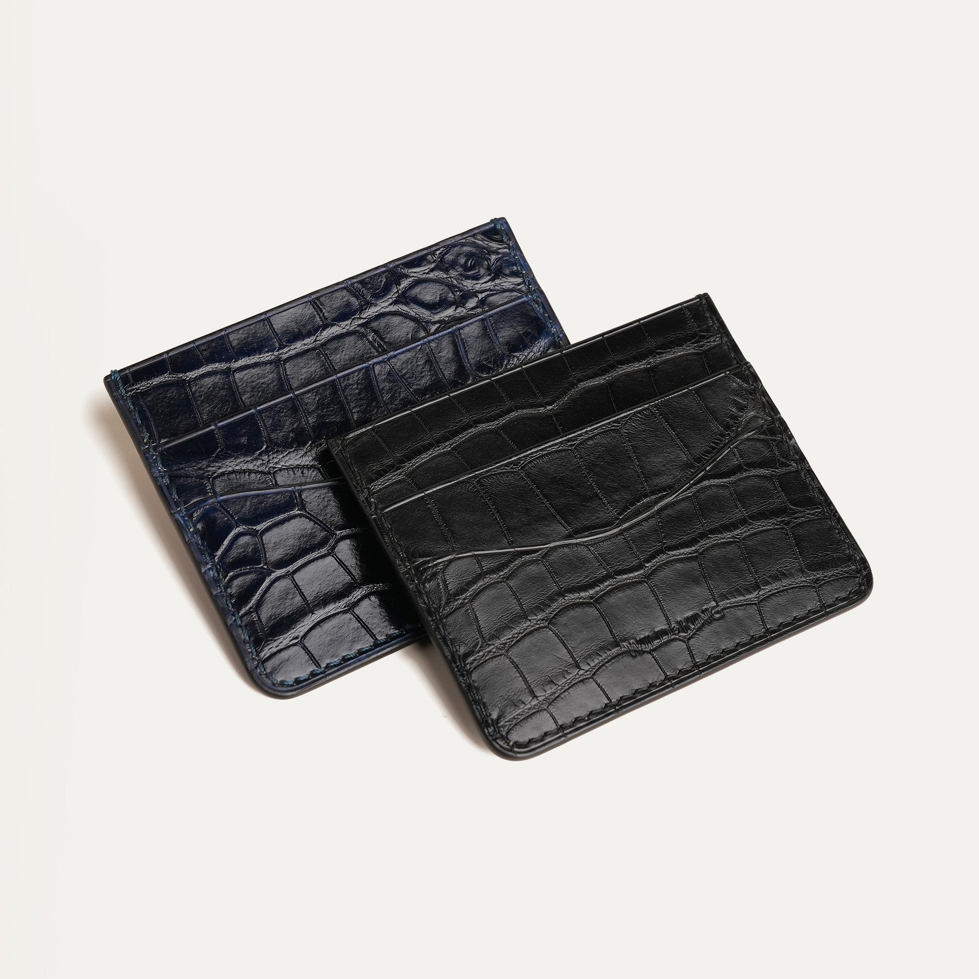 Navy Alligator Leather Money Card Clip