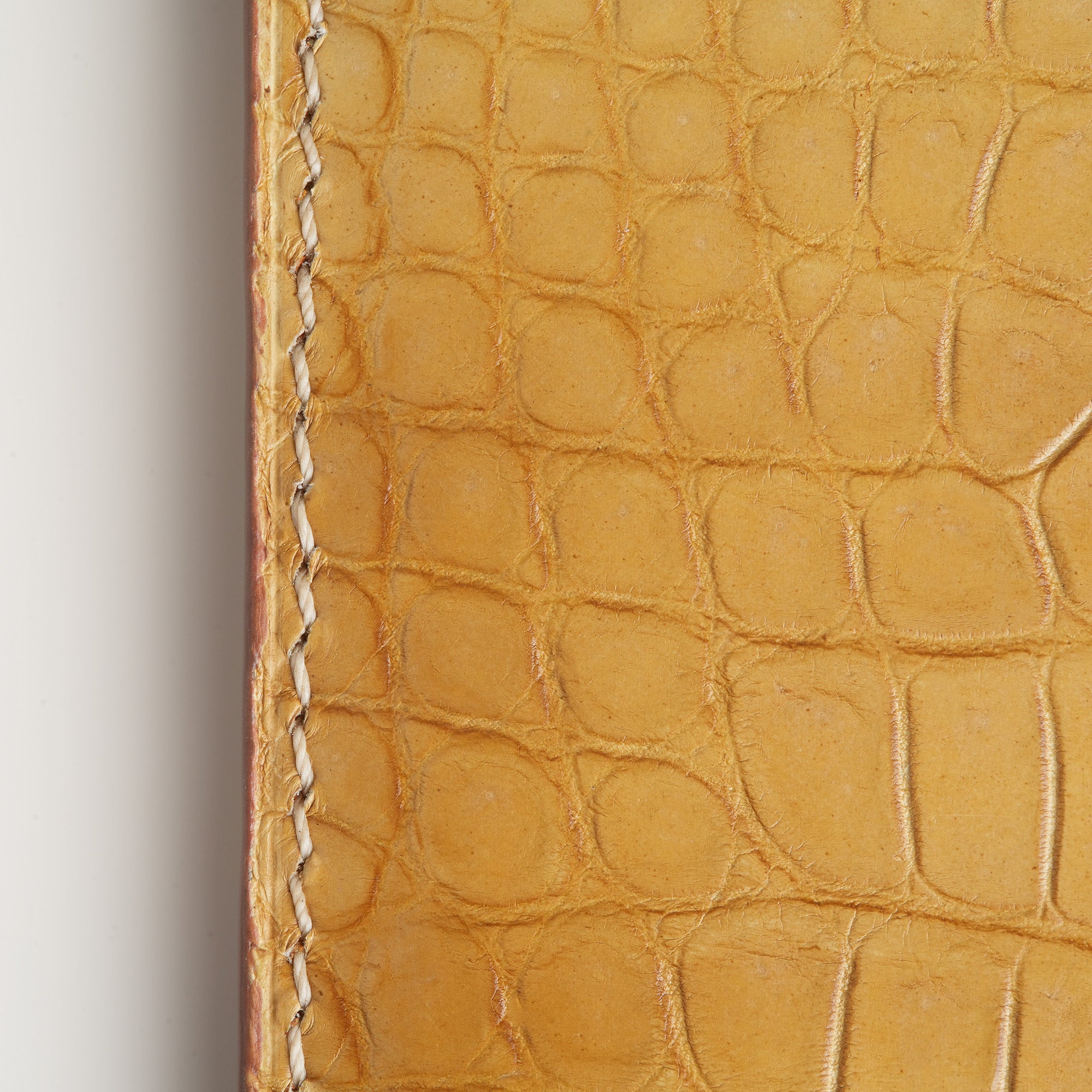 Beige Crocodile Leather Long Wallet