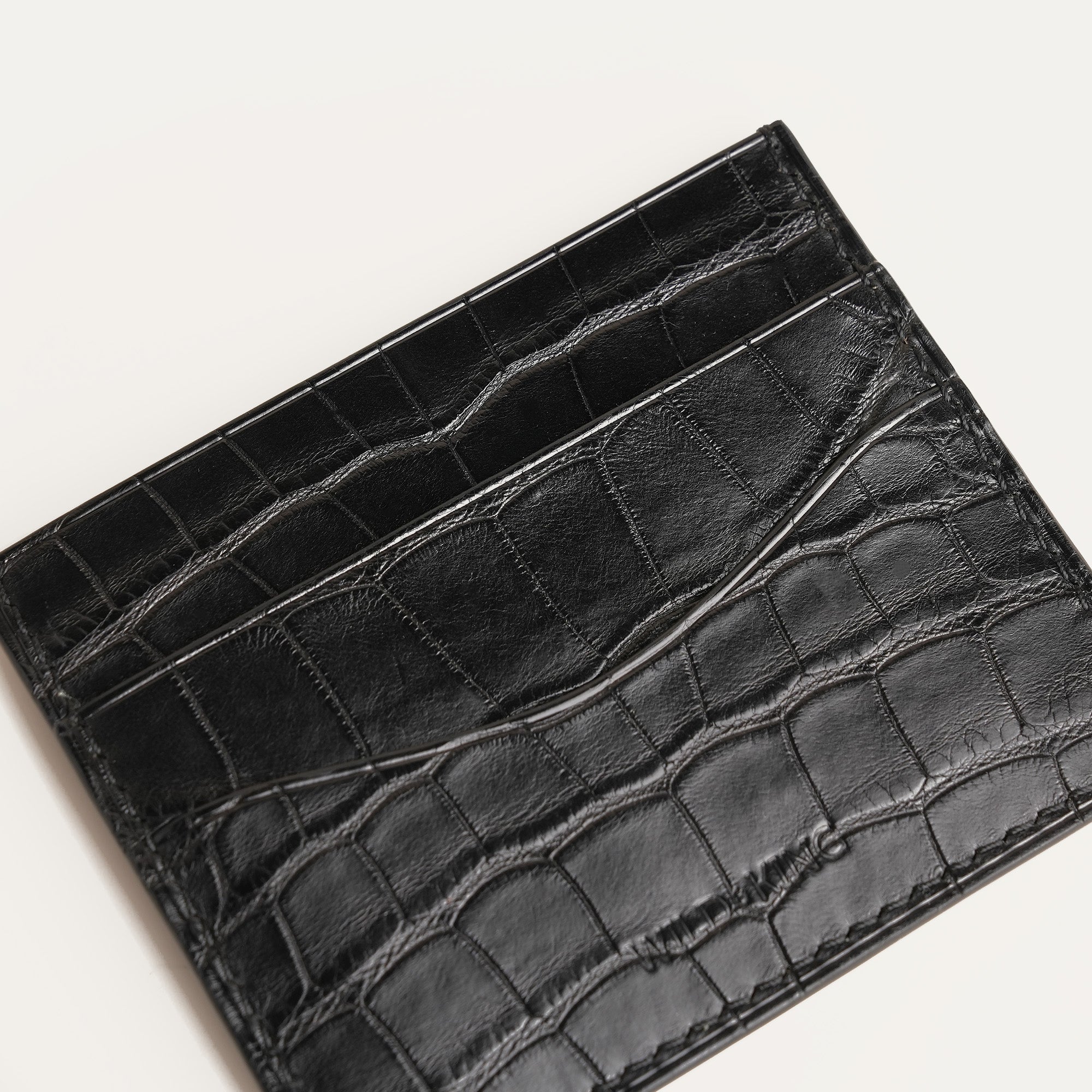 Black Alligator Leather Money Card Clip