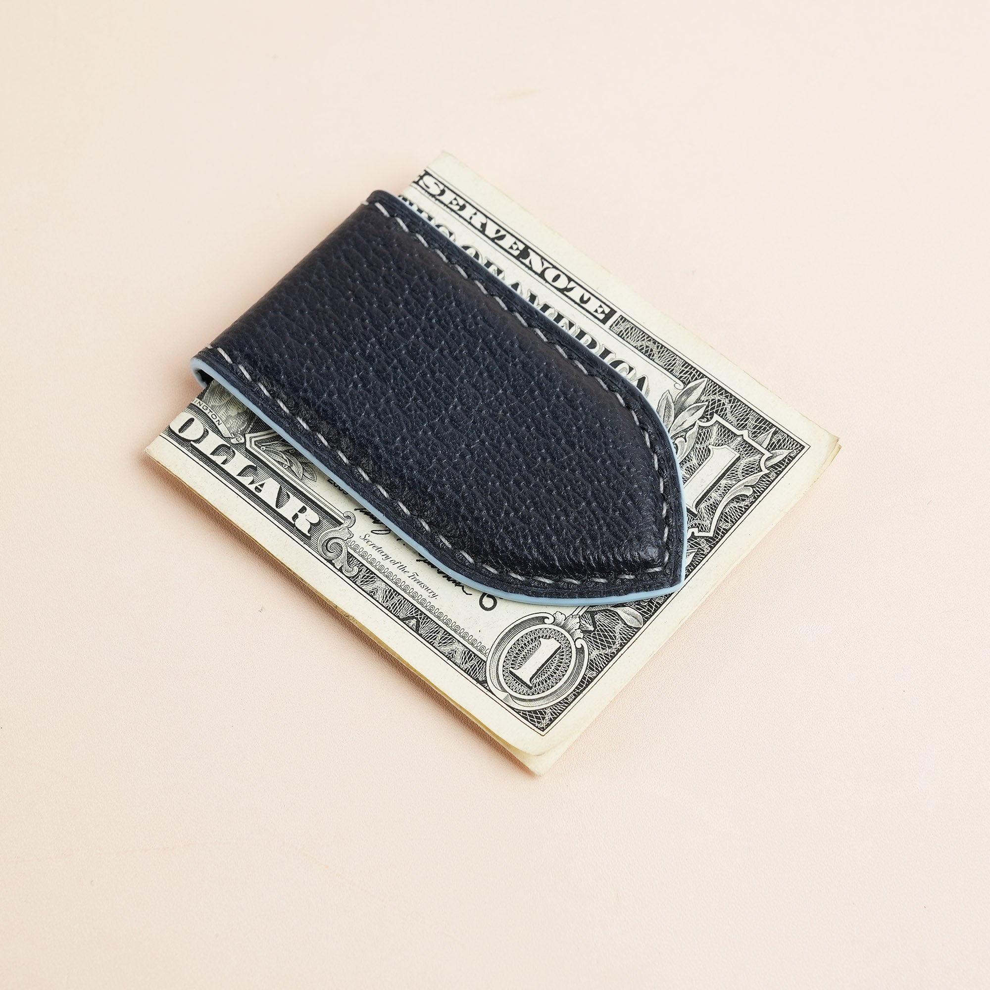 Black Alran Chevre Sully Leather Money Clip - Pointed Shape
