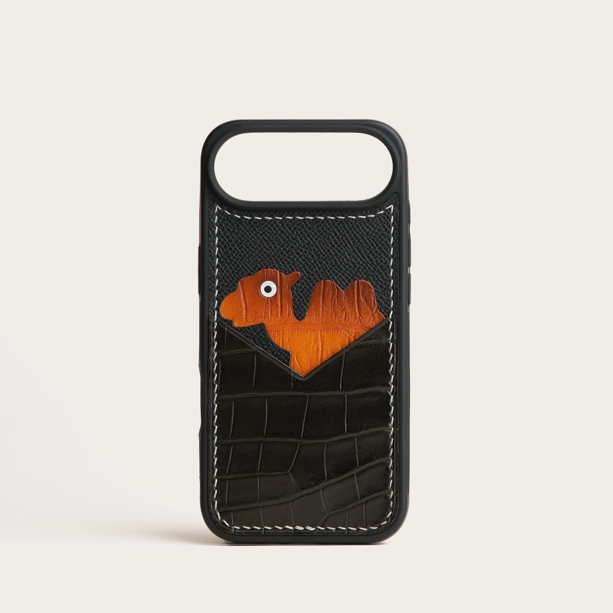 Black Crocodile Leather Iphone Case with Card Holder - Stupid Camelo