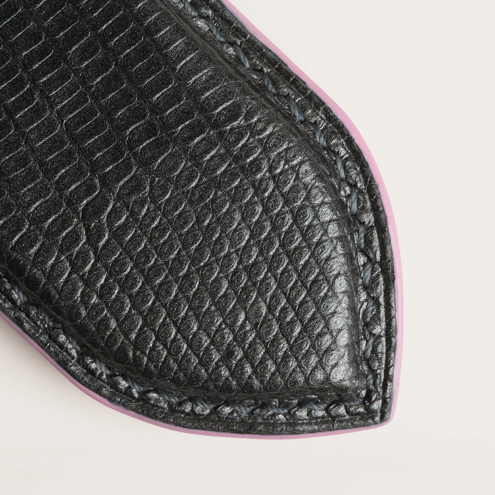 Black Lizard Leather Money Clip - Pointed Shape