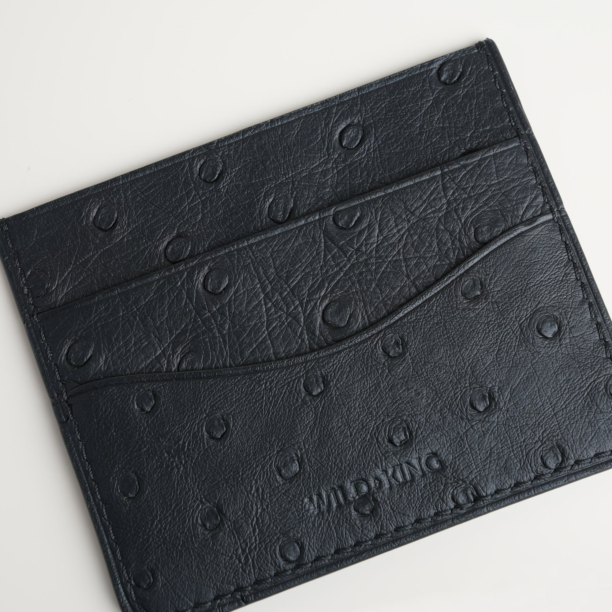 Black Ostrich Leather Card Holder