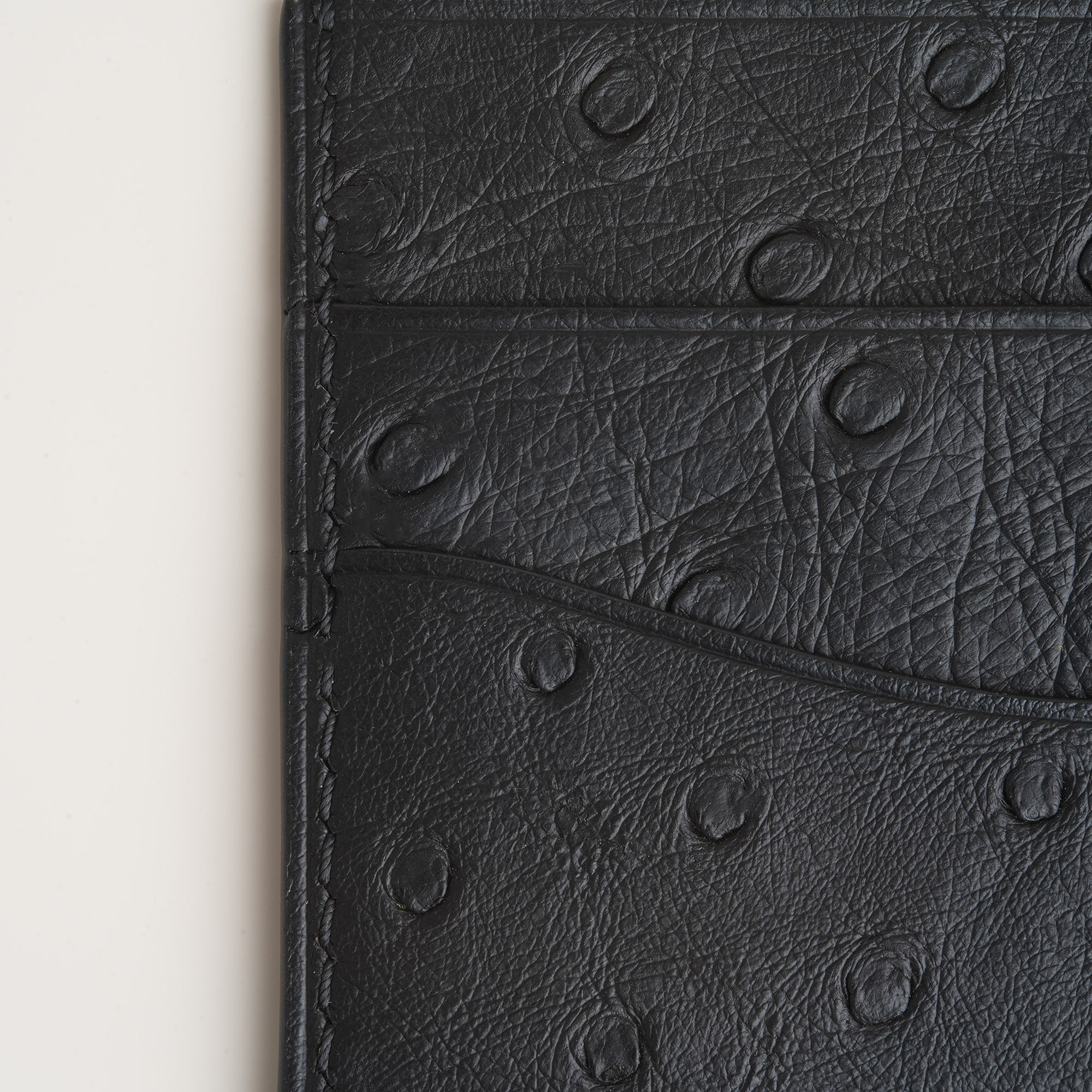 Black Ostrich Leather Card Holder