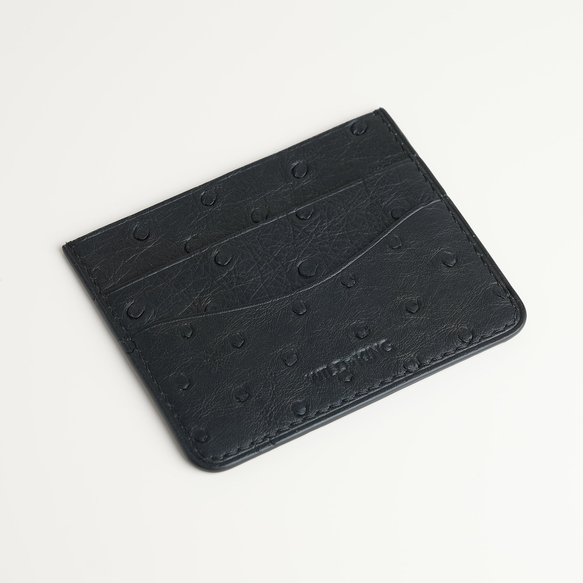 Black Ostrich Leather Card Holder