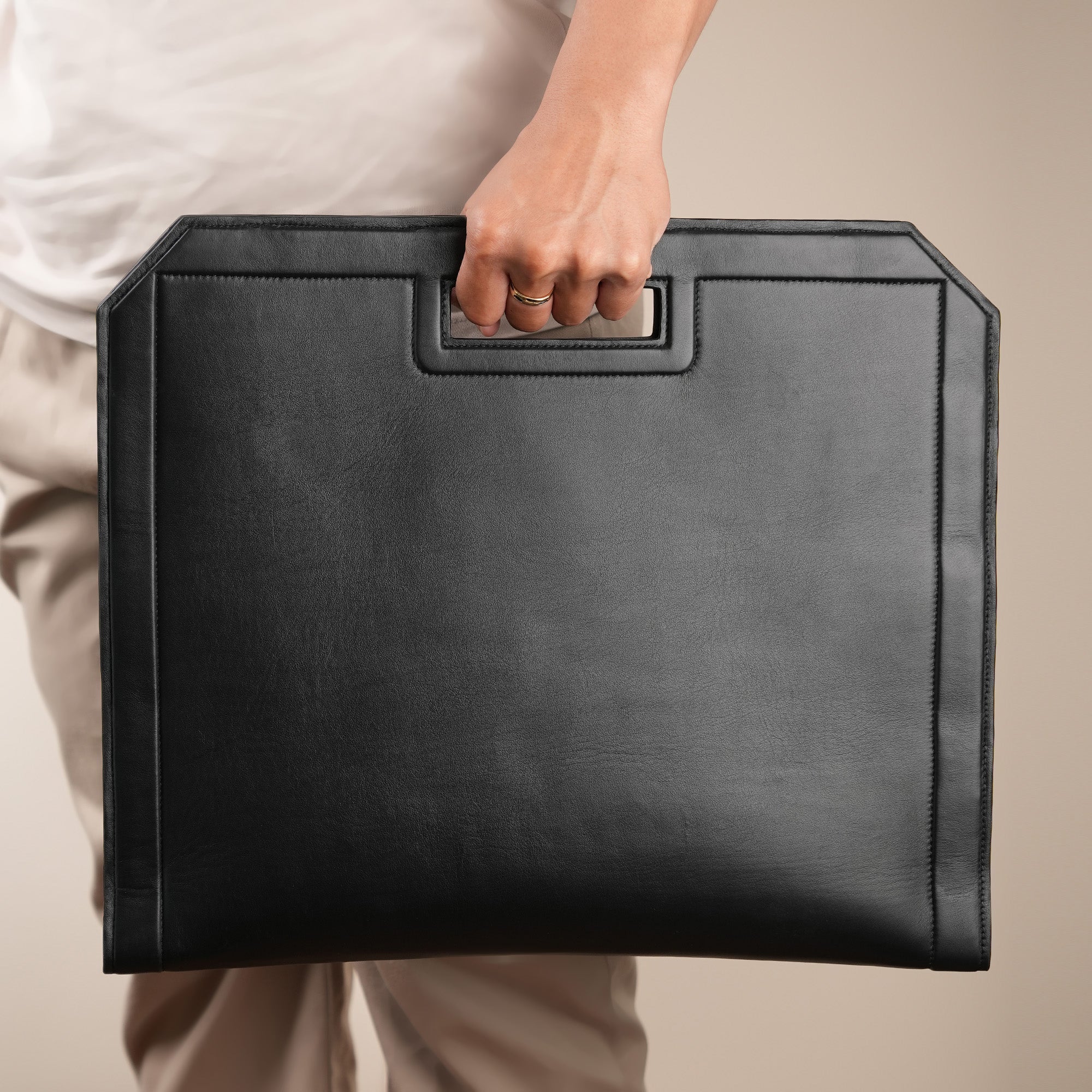 Black Vachetta Leather Laptop Bag